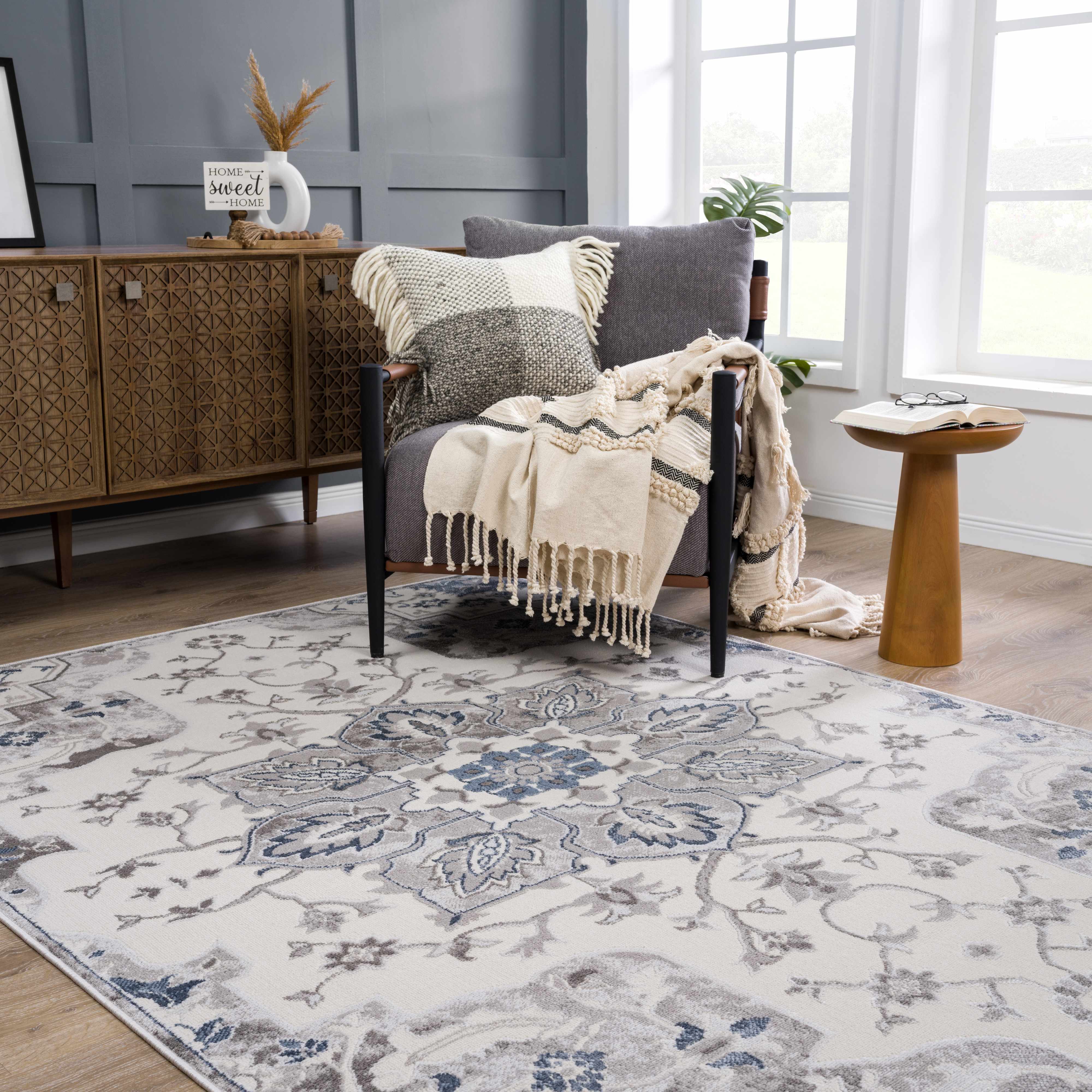 Calum Blue & Gray Area Rug - Decor Addict, LLC