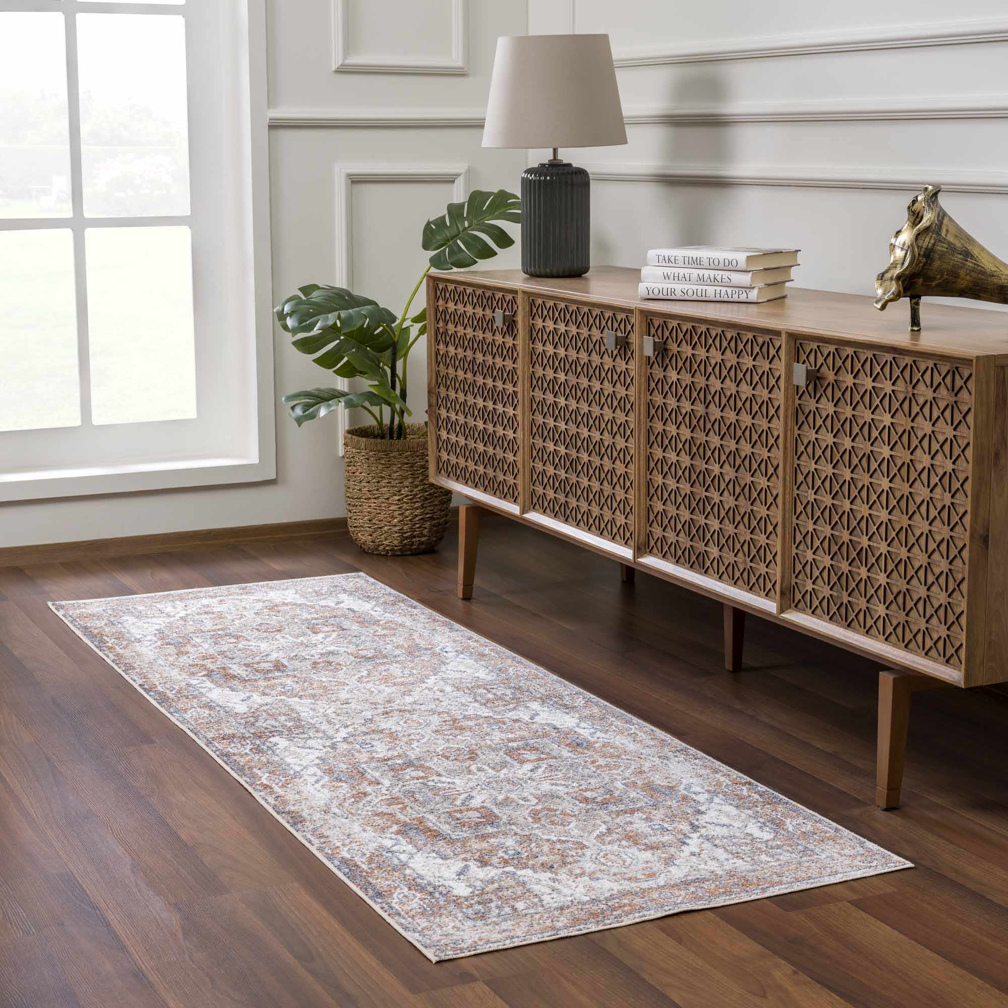 Rust Hera Washable Area Rug - Clearance - Decor Addict, LLC