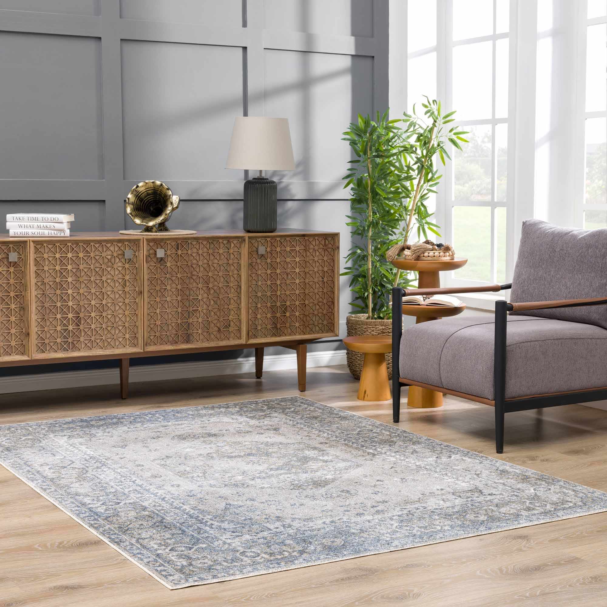 Gael Blue Washable Area Rug - Decor Addict, LLC