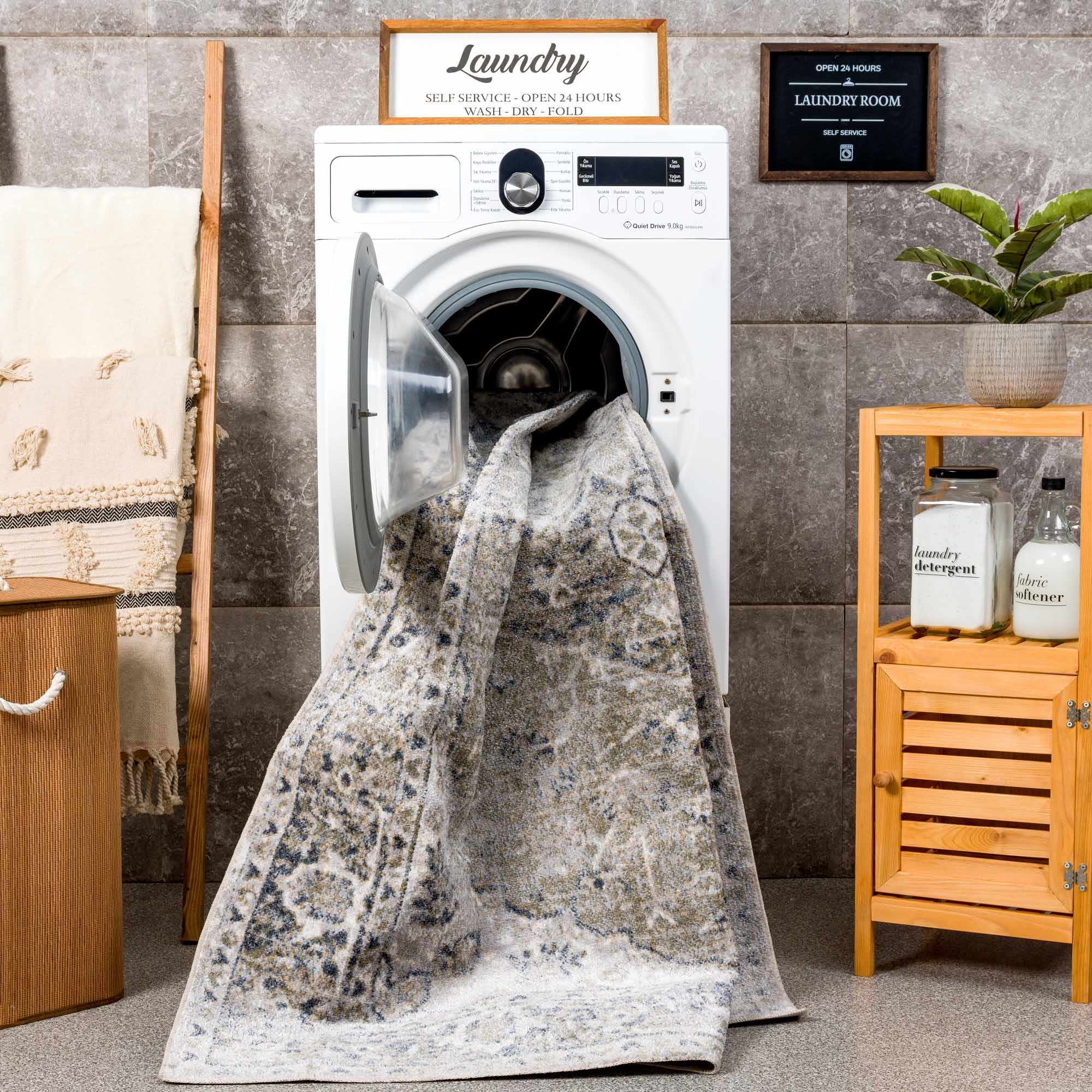 Rudo Blue Washable Area Rug - Decor Addict, LLC