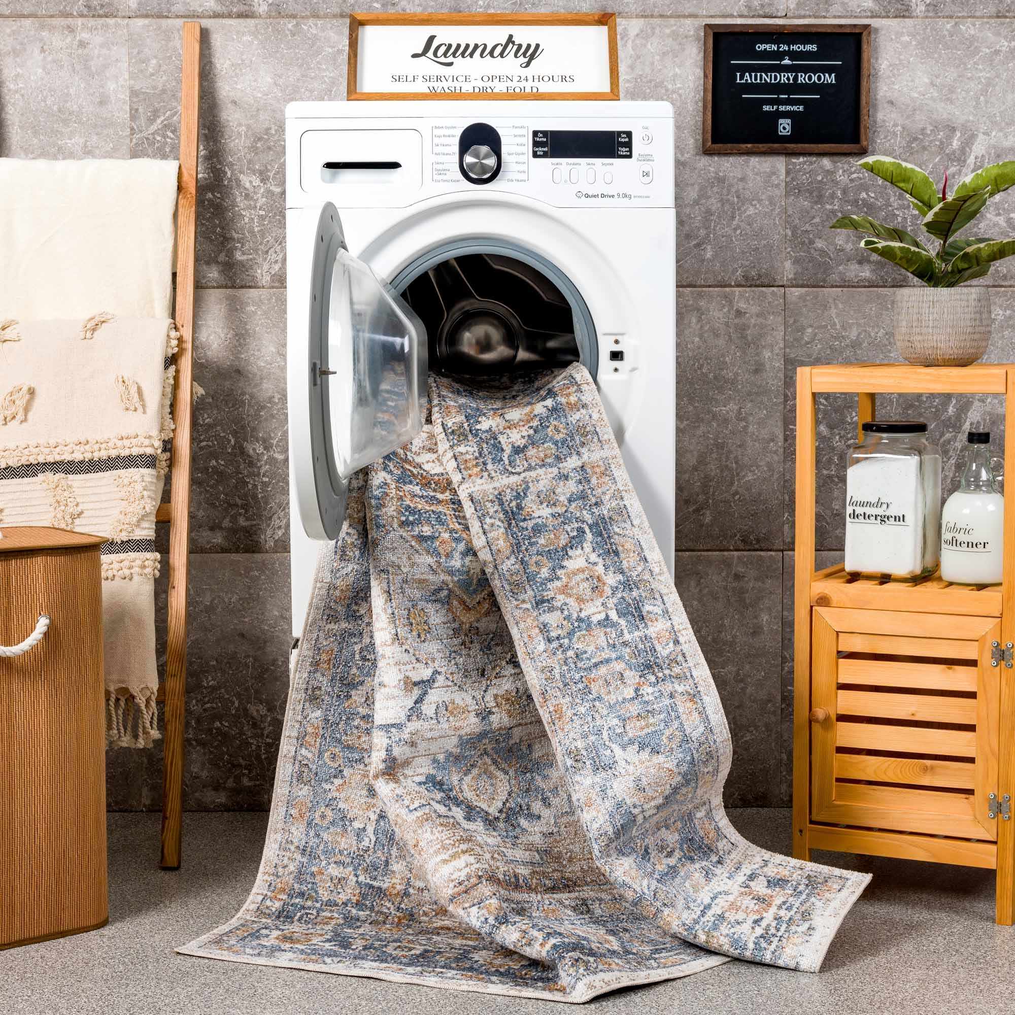 Ezri Cream Washable Area Rug - Decor Addict, LLC