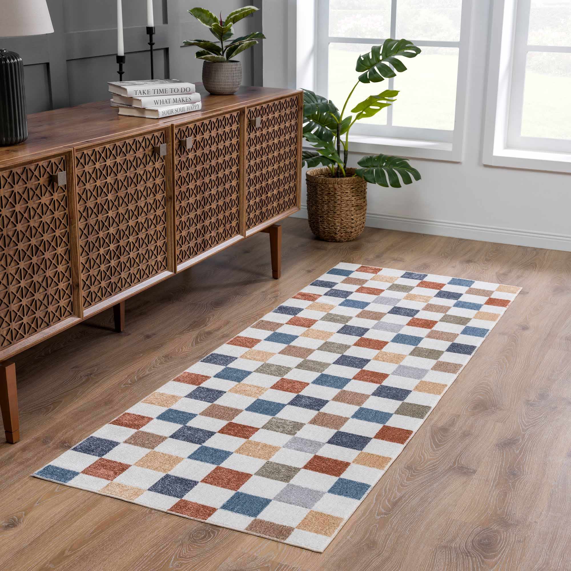 Alie Colorful Checkered Washable Rug - Decor Addict, LLC