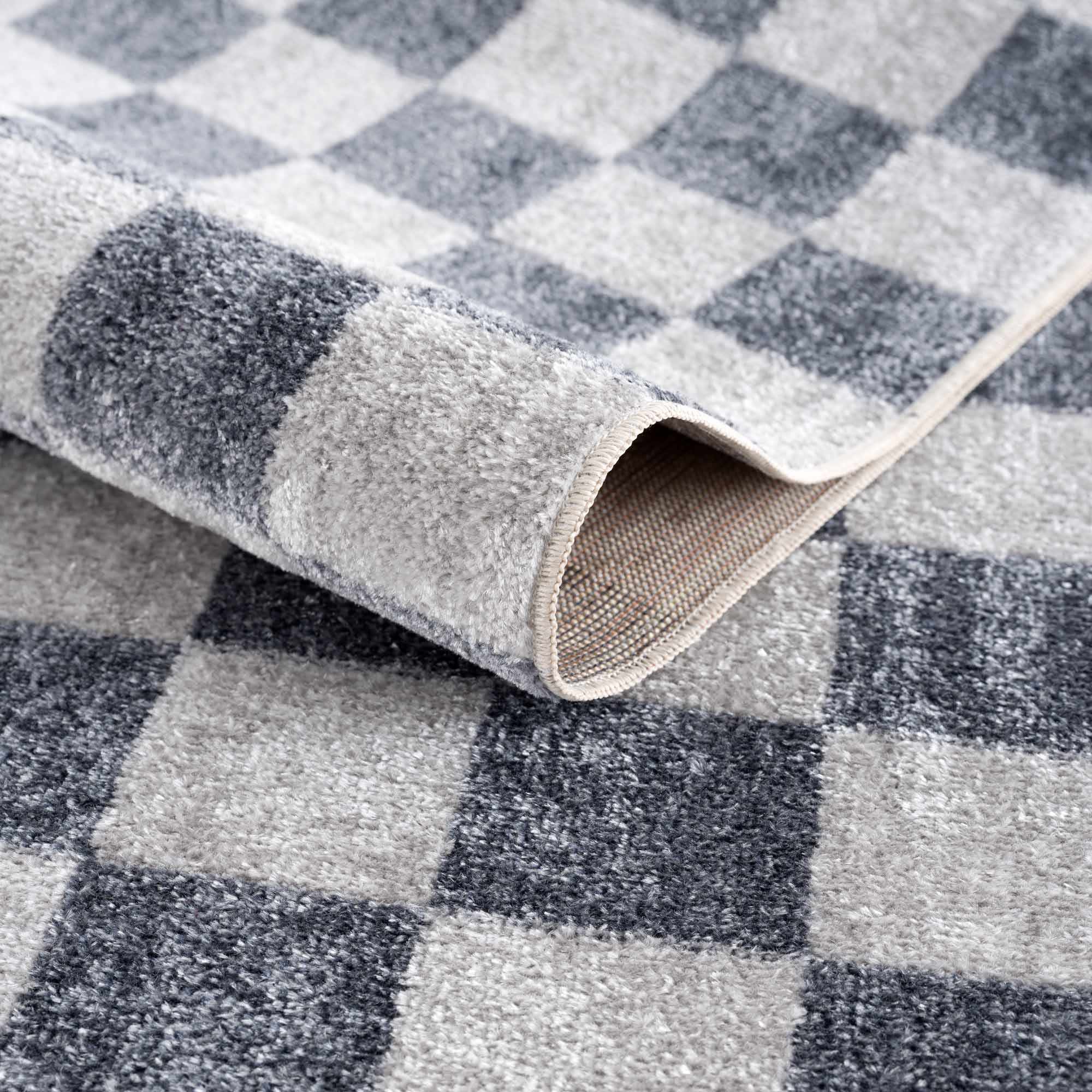 Alie Gray Checkered Washable Area Rug - Decor Addict, LLC