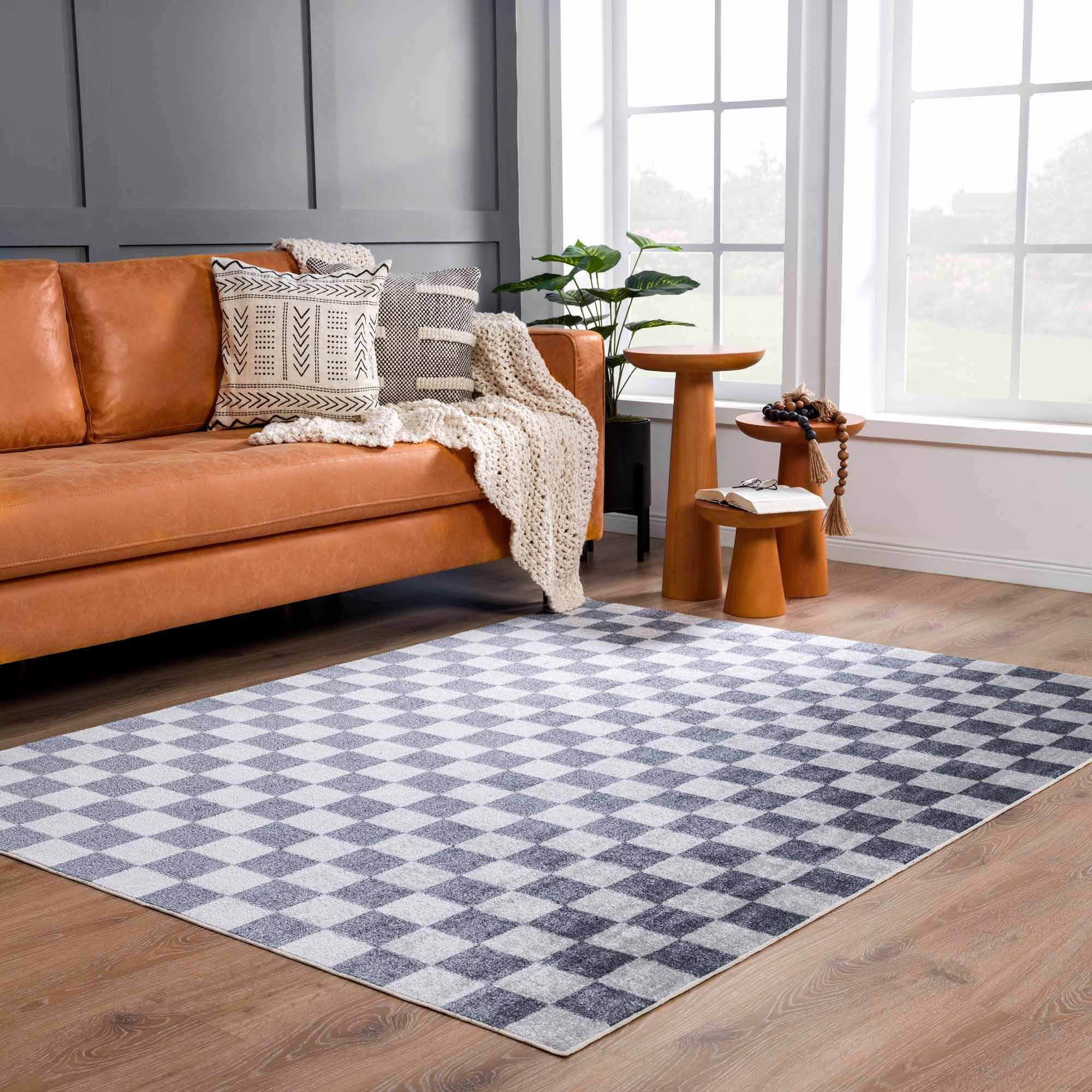 Alie Gray Checkered Washable Area Rug - Decor Addict, LLC