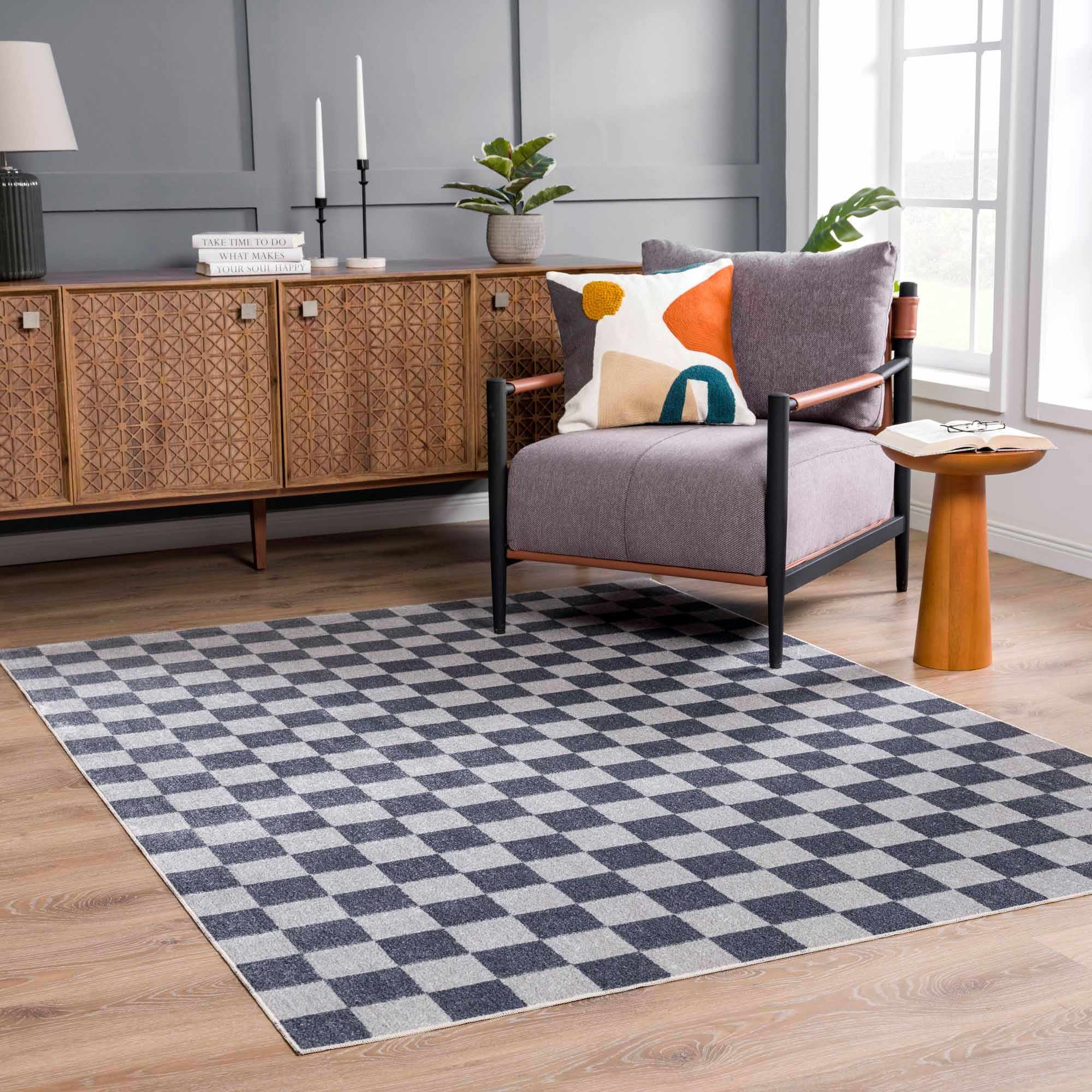 Alie Gray Checkered Washable Area Rug - Decor Addict, LLC