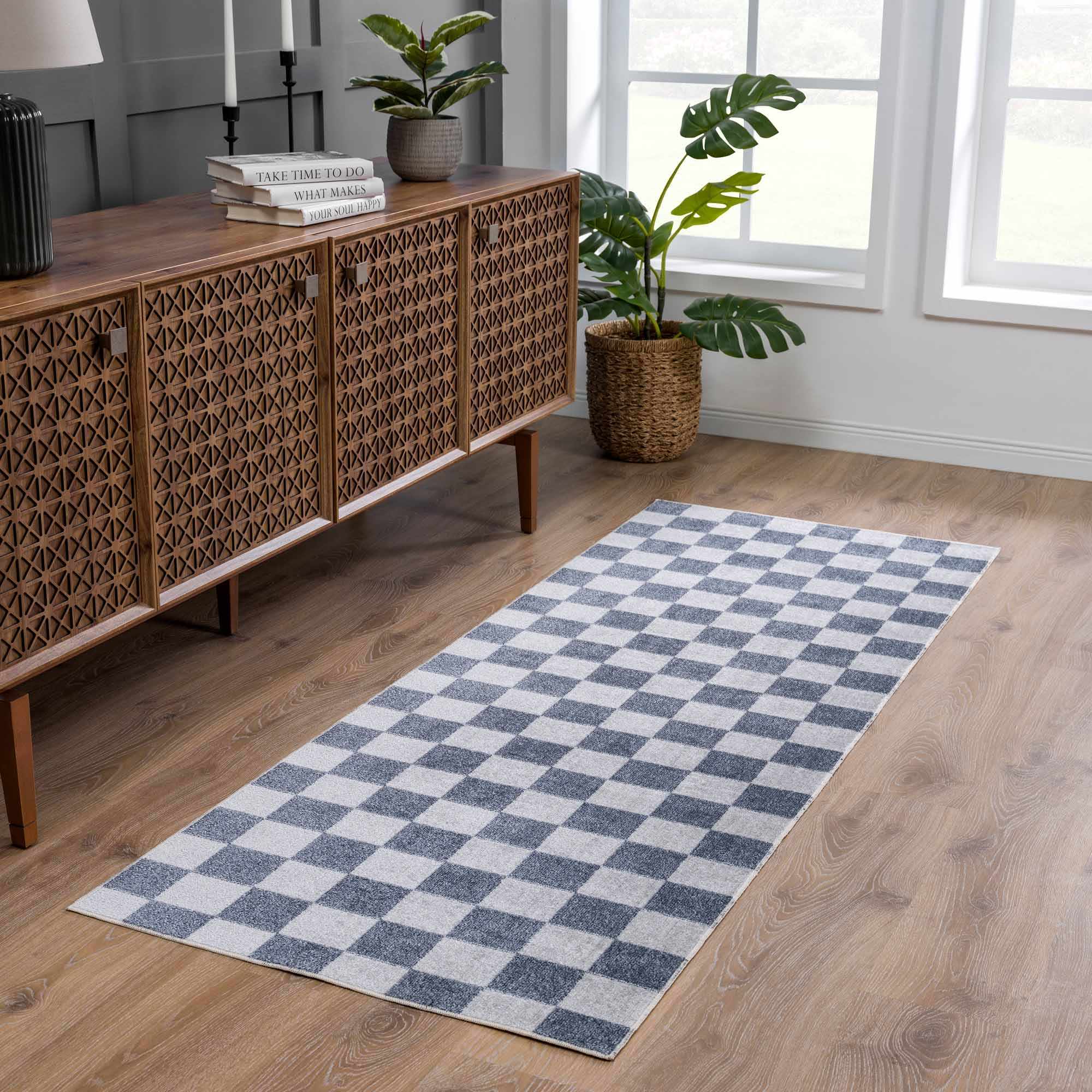 Alie Gray Checkered Washable Area Rug - Decor Addict, LLC