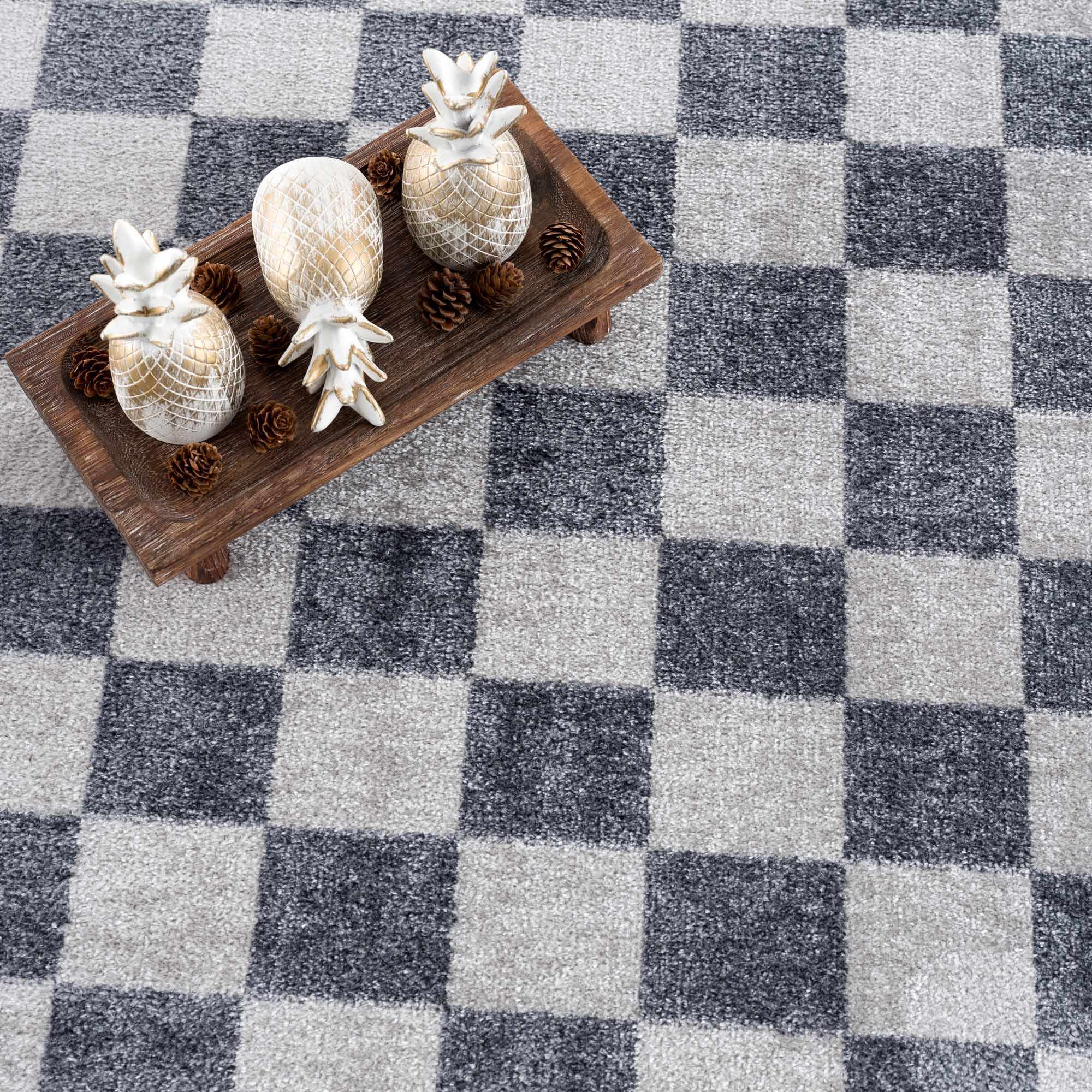 Alie Gray Checkered Washable Area Rug - Decor Addict, LLC