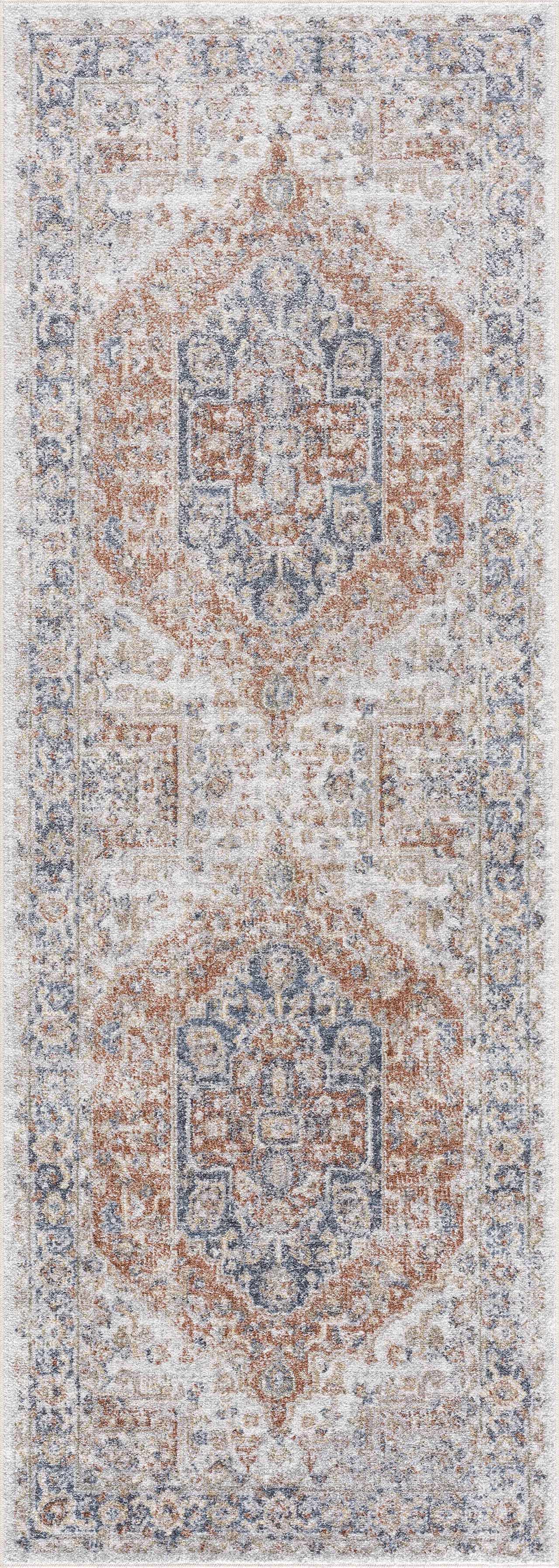 Akram Gray & Orange Washable Area Rug - Decor Addict, LLC