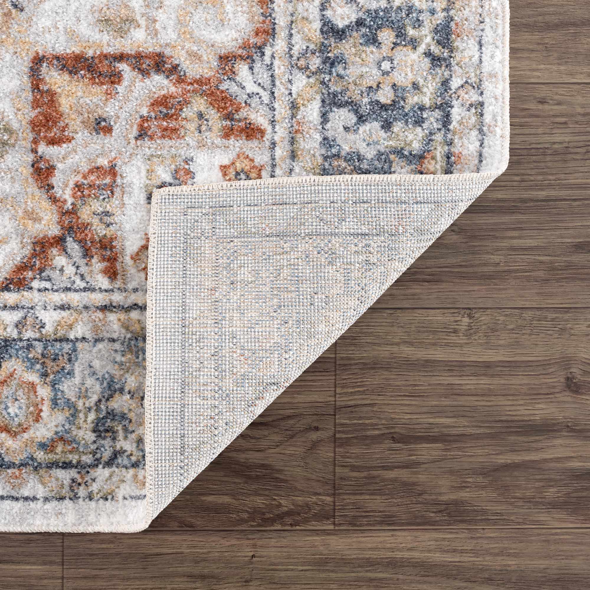 Akram Gray & Orange Washable Area Rug - Decor Addict, LLC