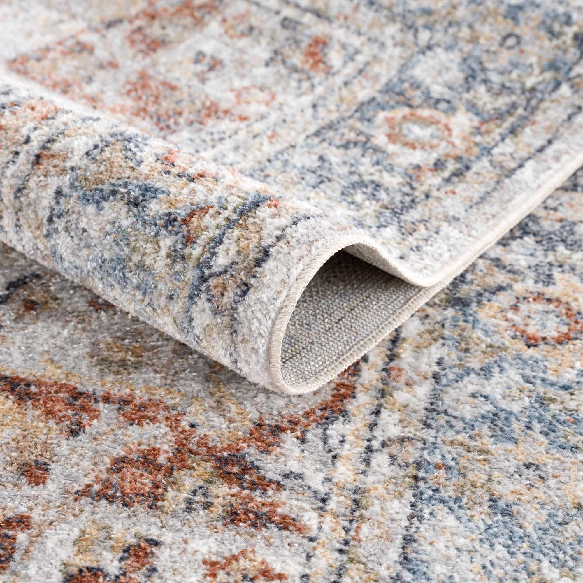 Akram Gray & Orange Washable Area Rug - Decor Addict, LLC