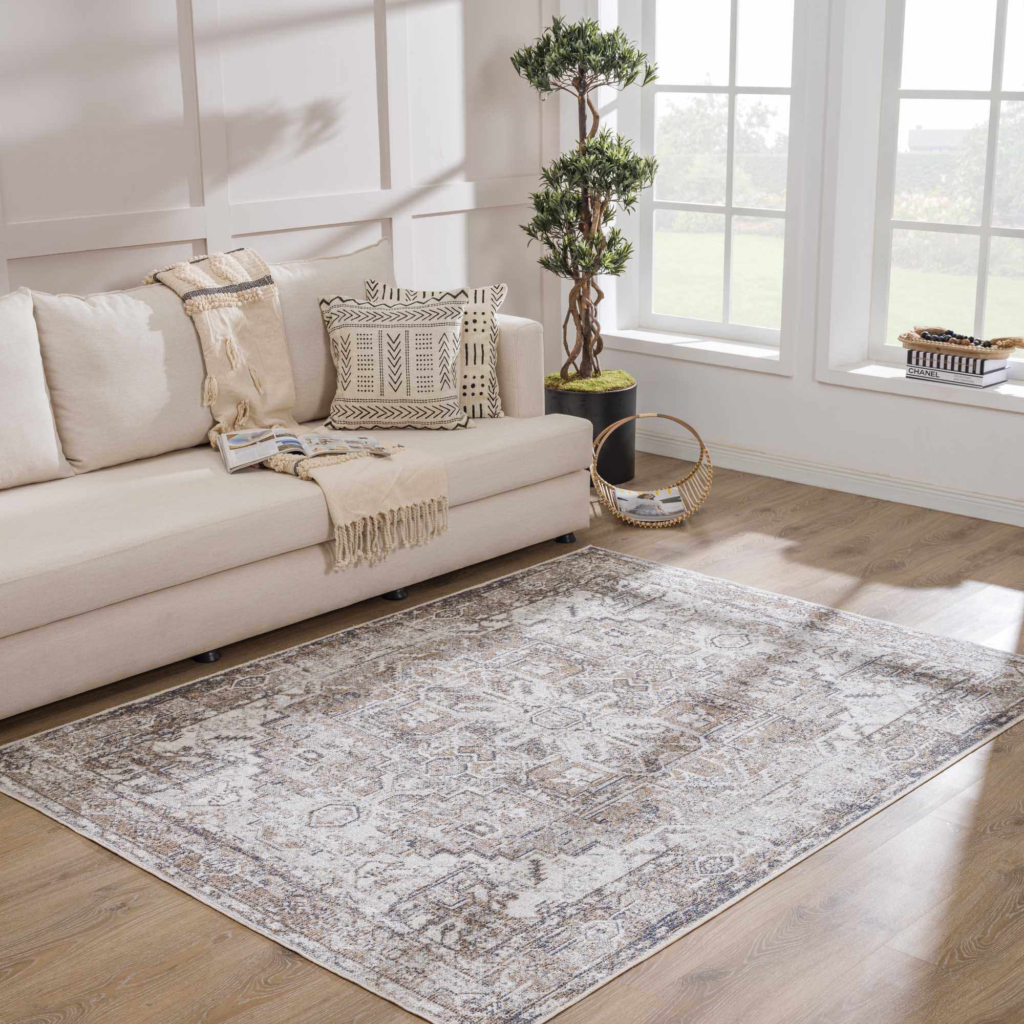 Hera Brown&Cream Washable Area Rug - Decor Addict, LLC