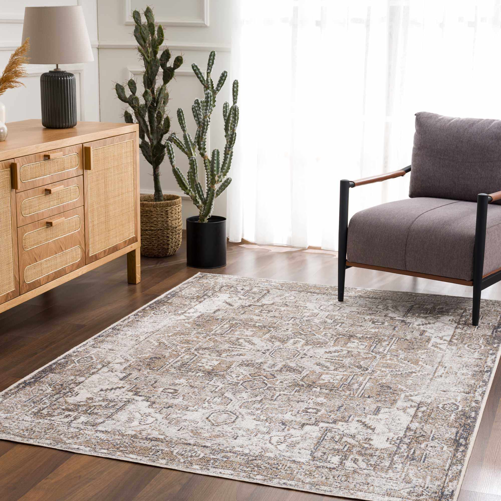 Hera Brown&Cream Washable Area Rug - Decor Addict, LLC