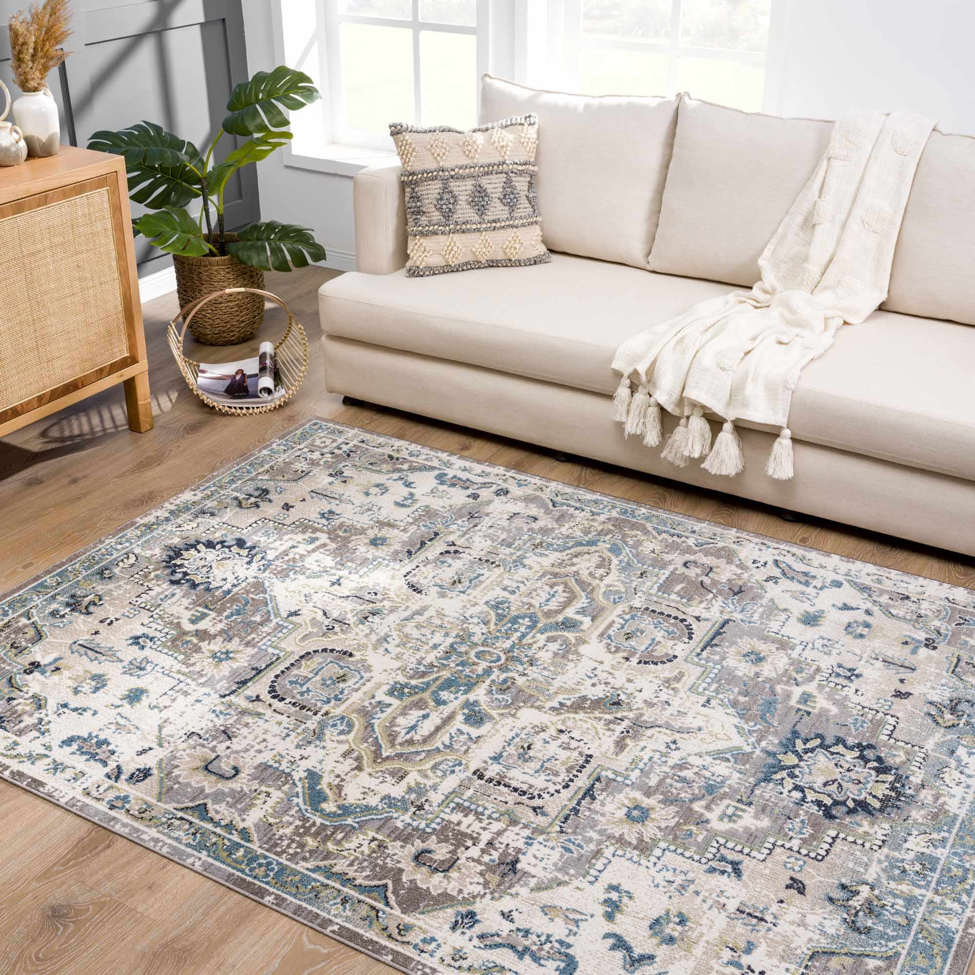 Cabacungan Gray & Blue Washable Area Rug - Decor Addict, LLC