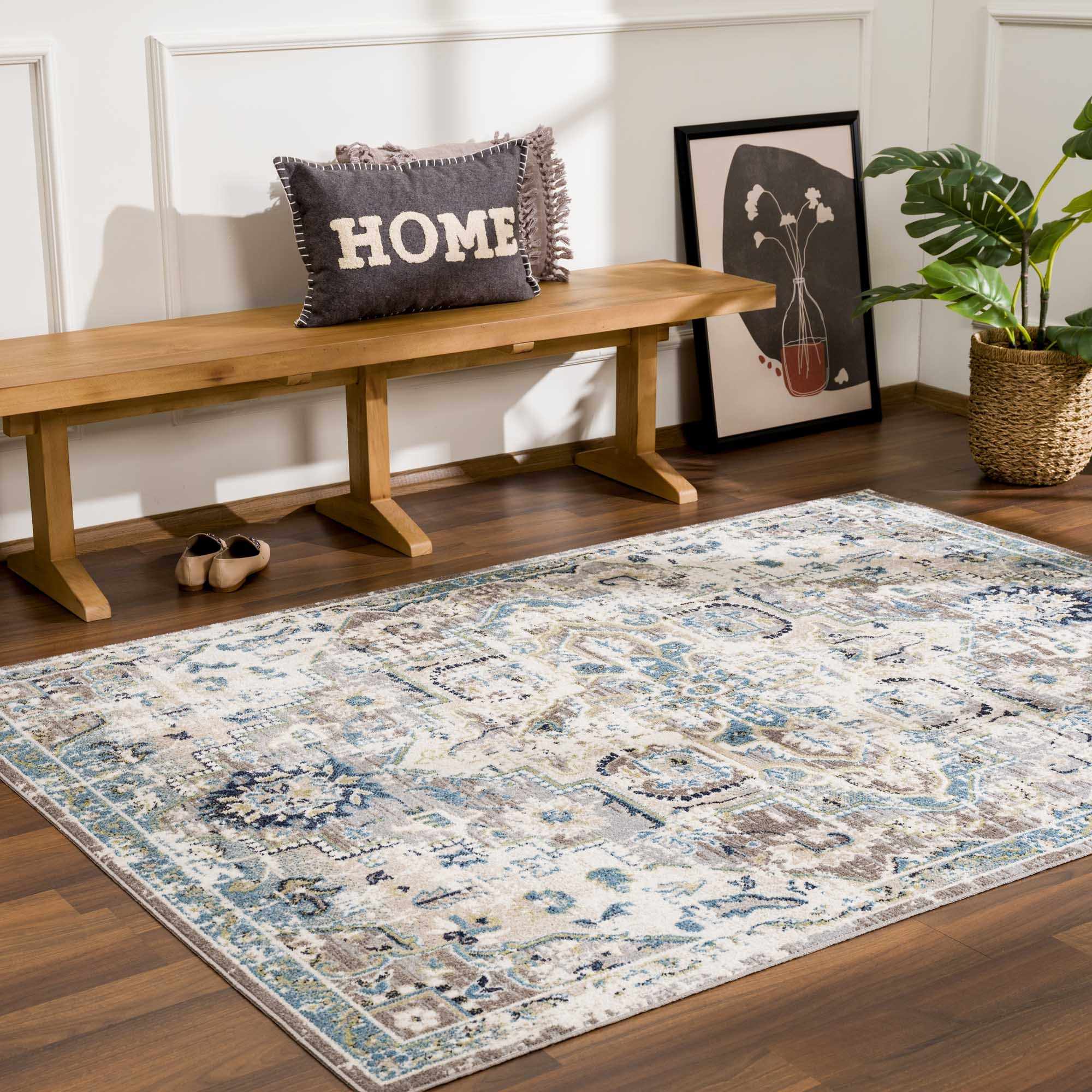 Cabacungan Gray & Blue Washable Area Rug - Decor Addict, LLC