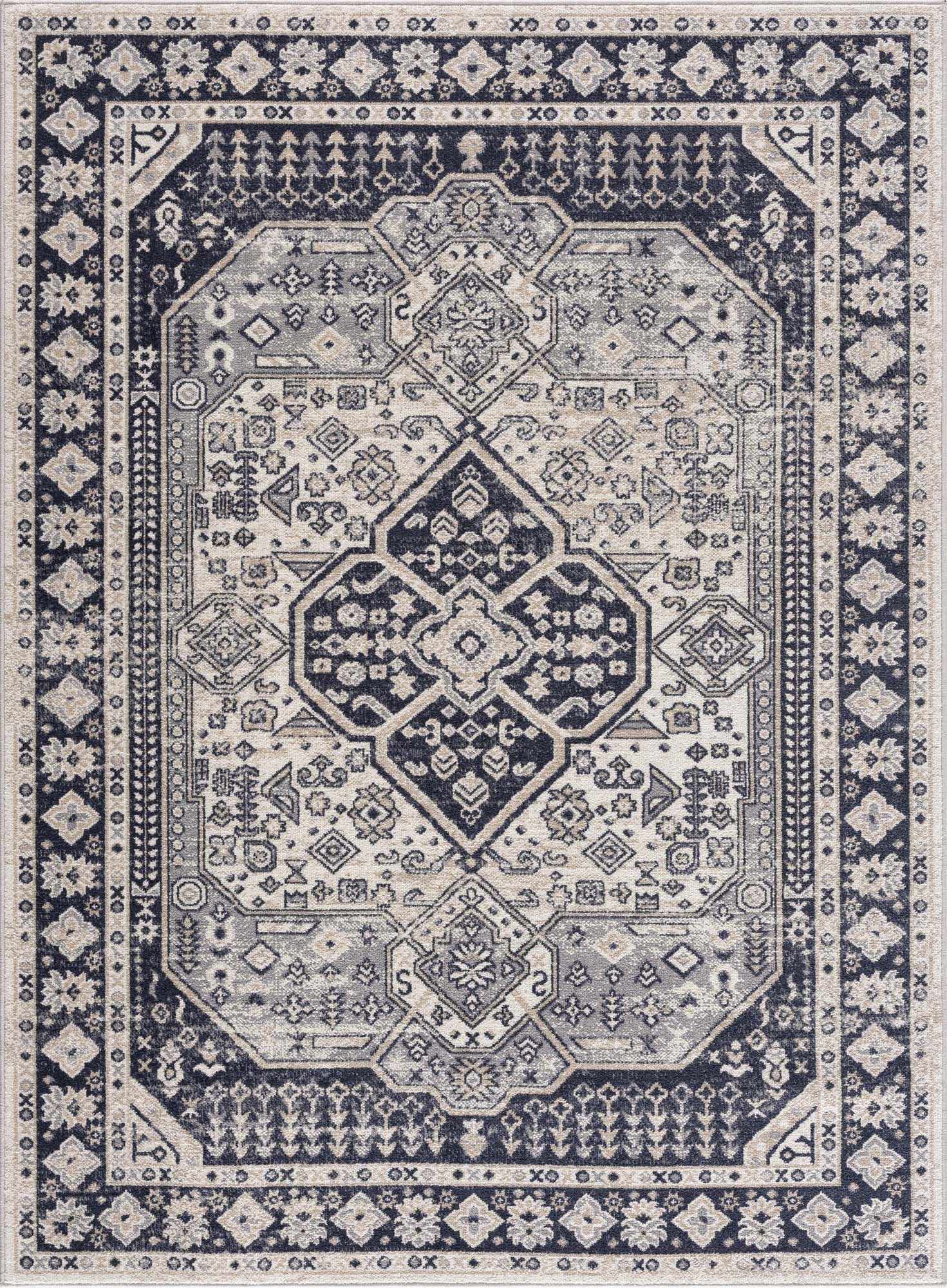 Cabacungan Cream & Gray Washable Area Rug - Decor Addict, LLC