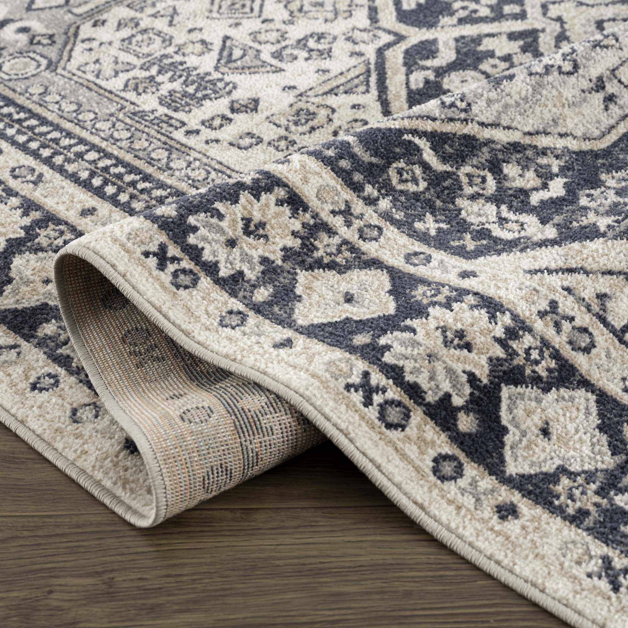 Cabacungan Cream & Gray Washable Area Rug - Decor Addict, LLC