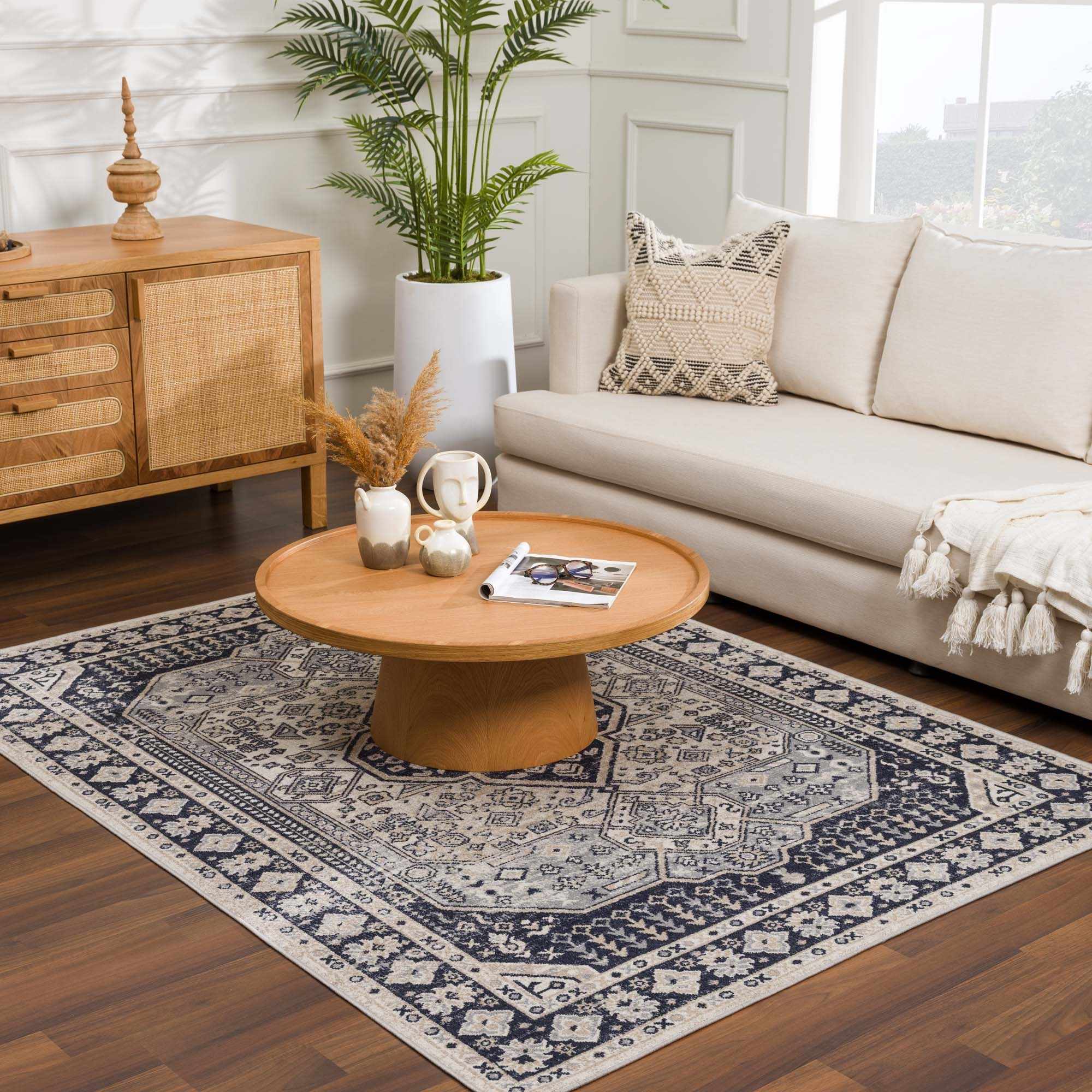 Cabacungan Cream & Gray Washable Area Rug - Decor Addict, LLC