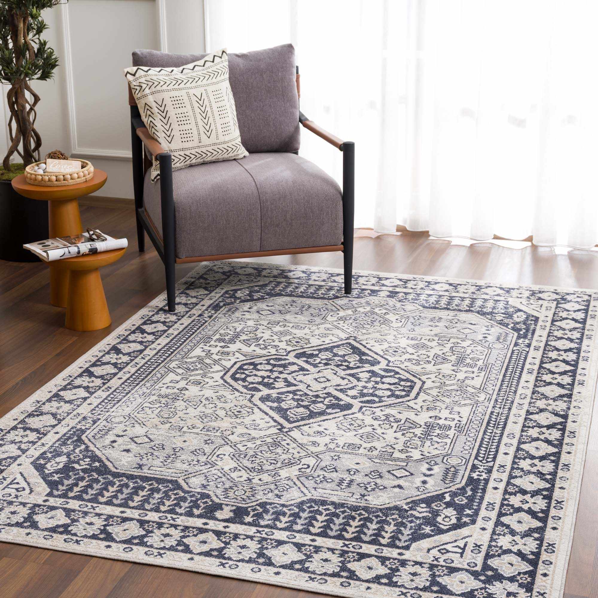 Cabacungan Cream & Gray Washable Area Rug - Decor Addict, LLC