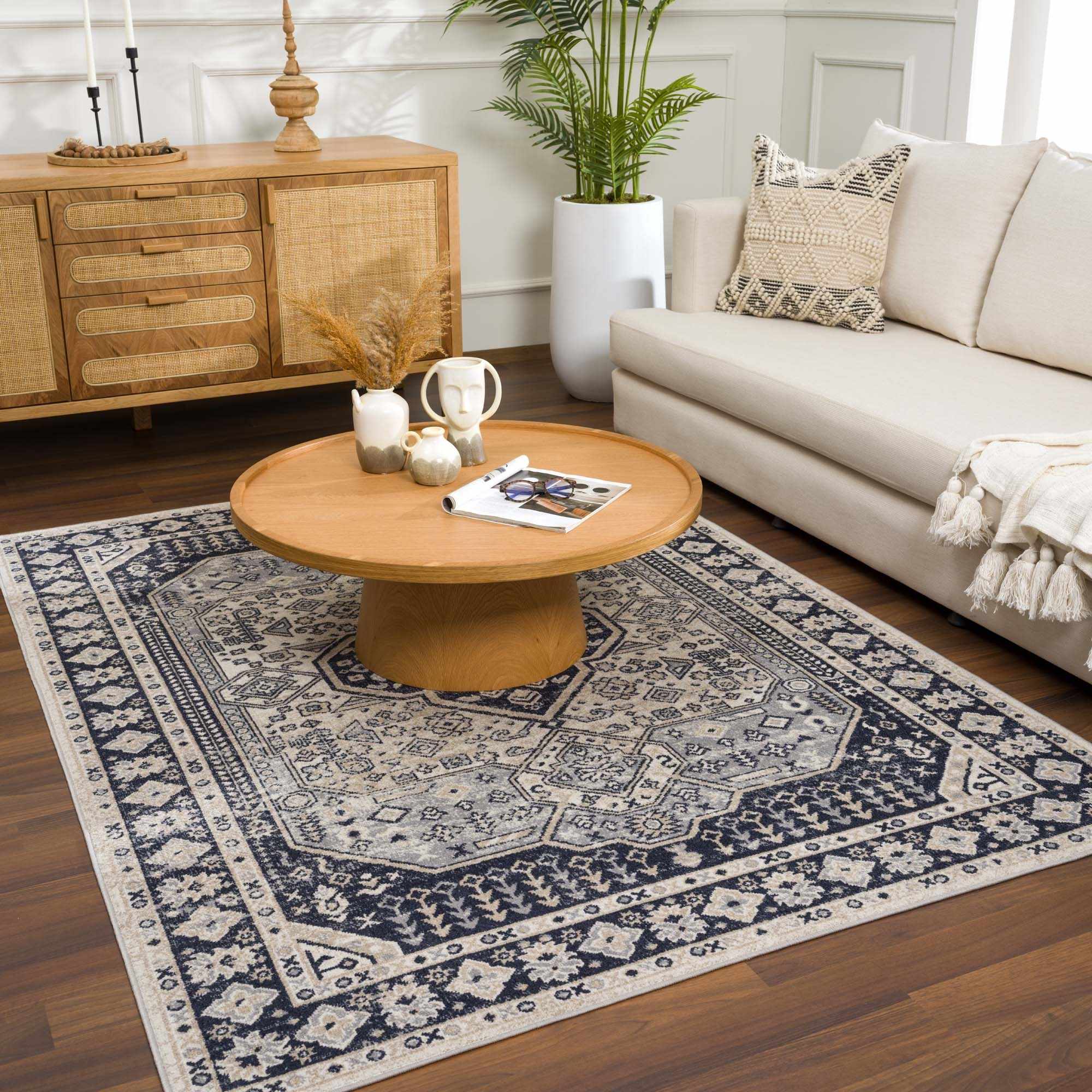 Cabacungan Cream & Gray Washable Area Rug - Decor Addict, LLC