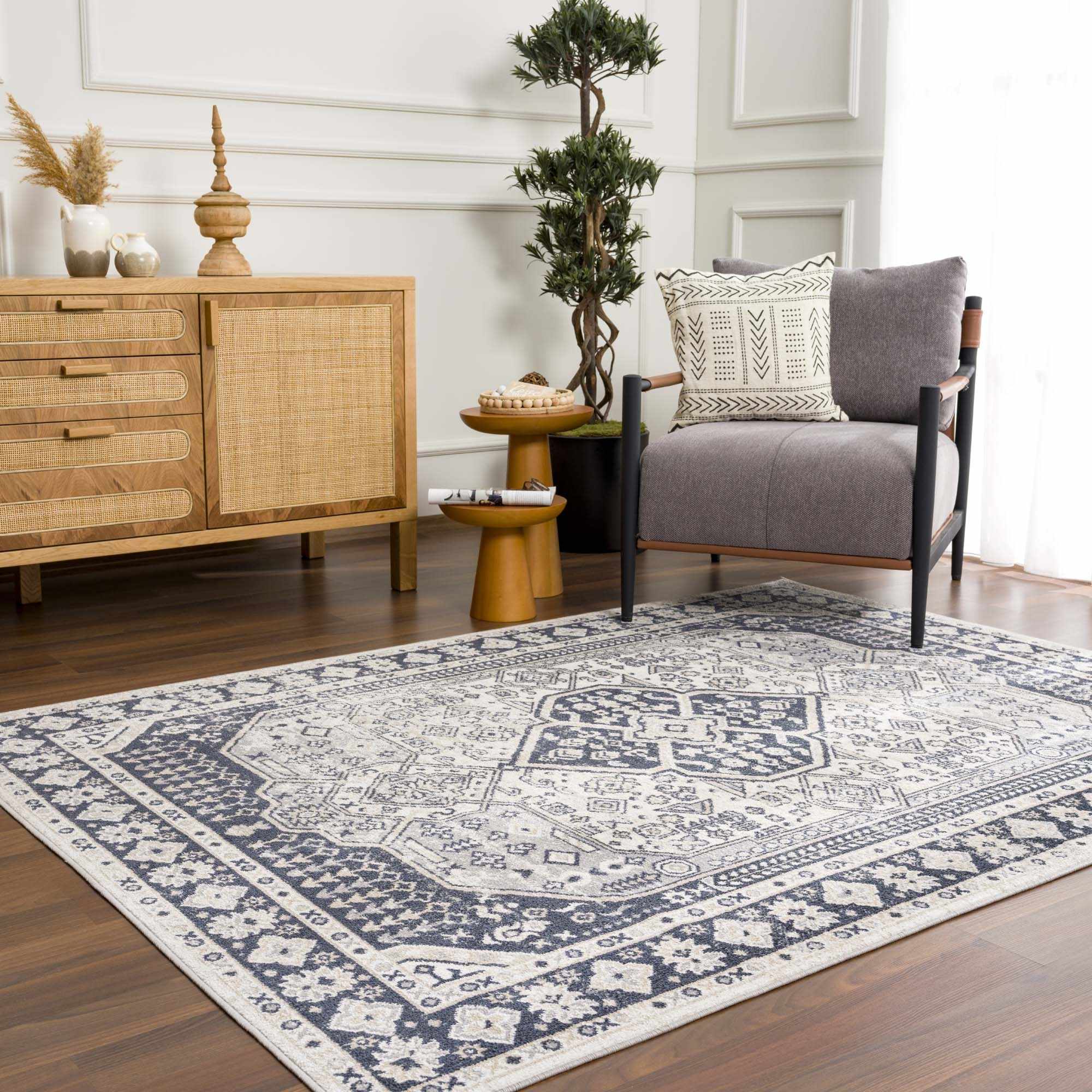 Cabacungan Cream & Gray Washable Area Rug - Decor Addict, LLC