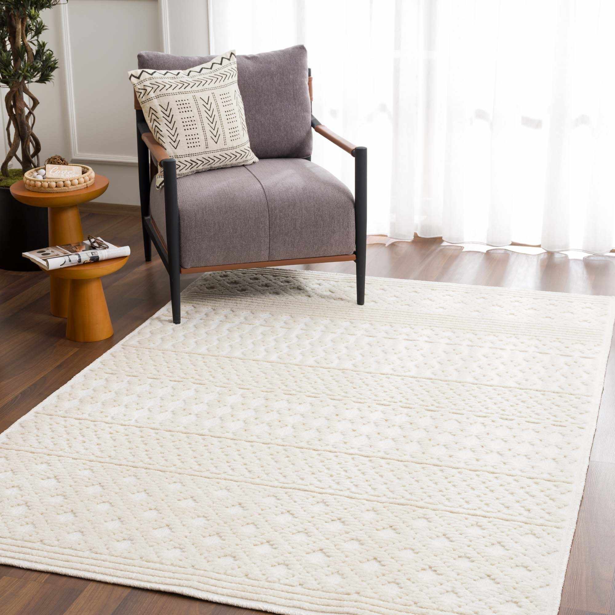 Drago White Washable Area Rug - Decor Addict, LLC