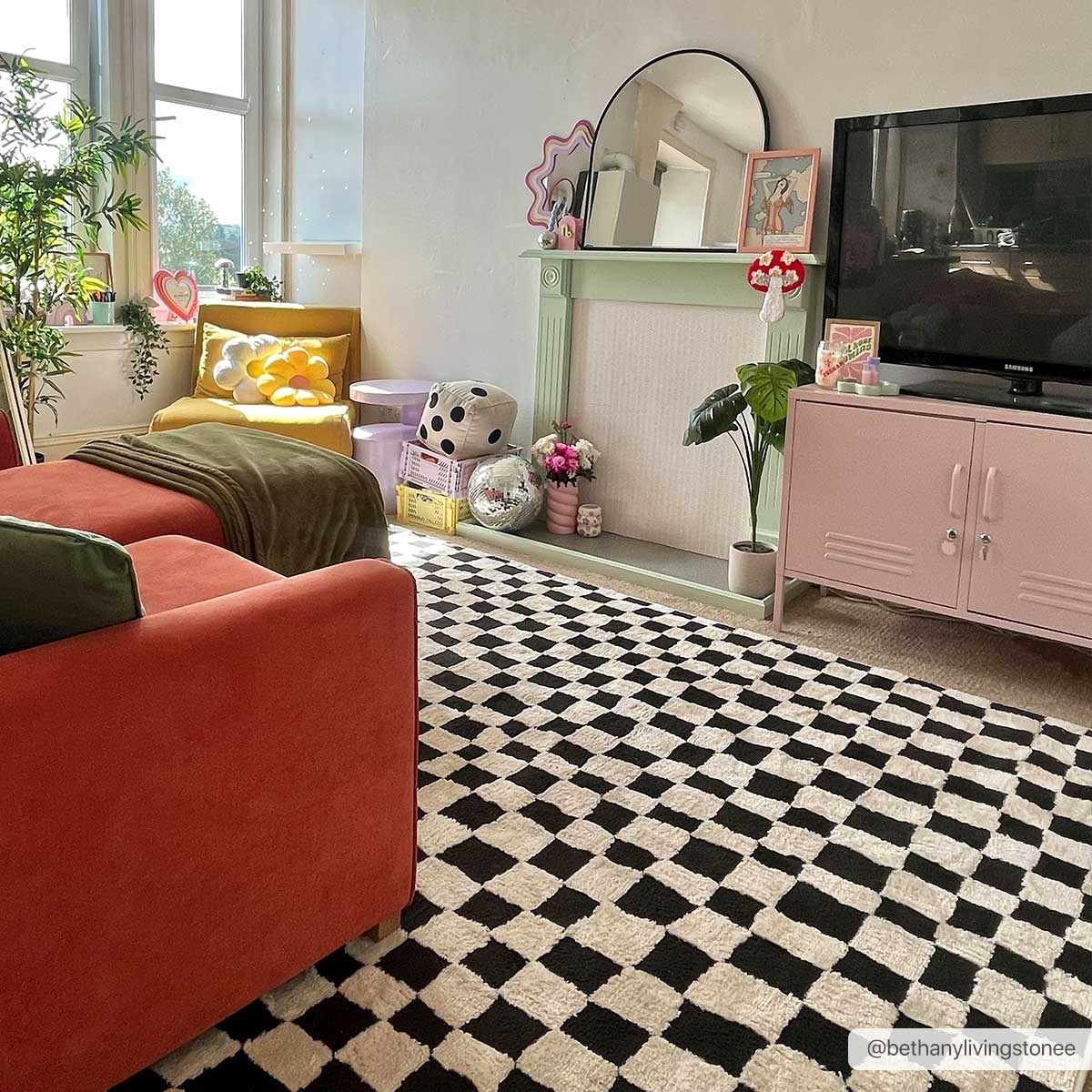 Lajos Black & White Checkered Area Rug - Decor Addict, LLC