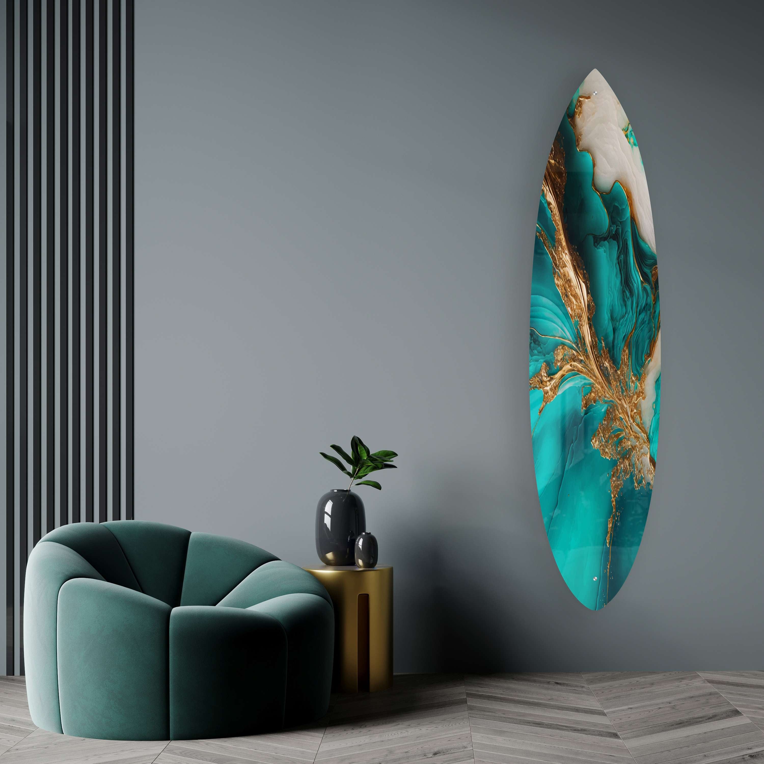 Green Marble Acrylic Surfboard Wall Art - Decor Addict, LLC