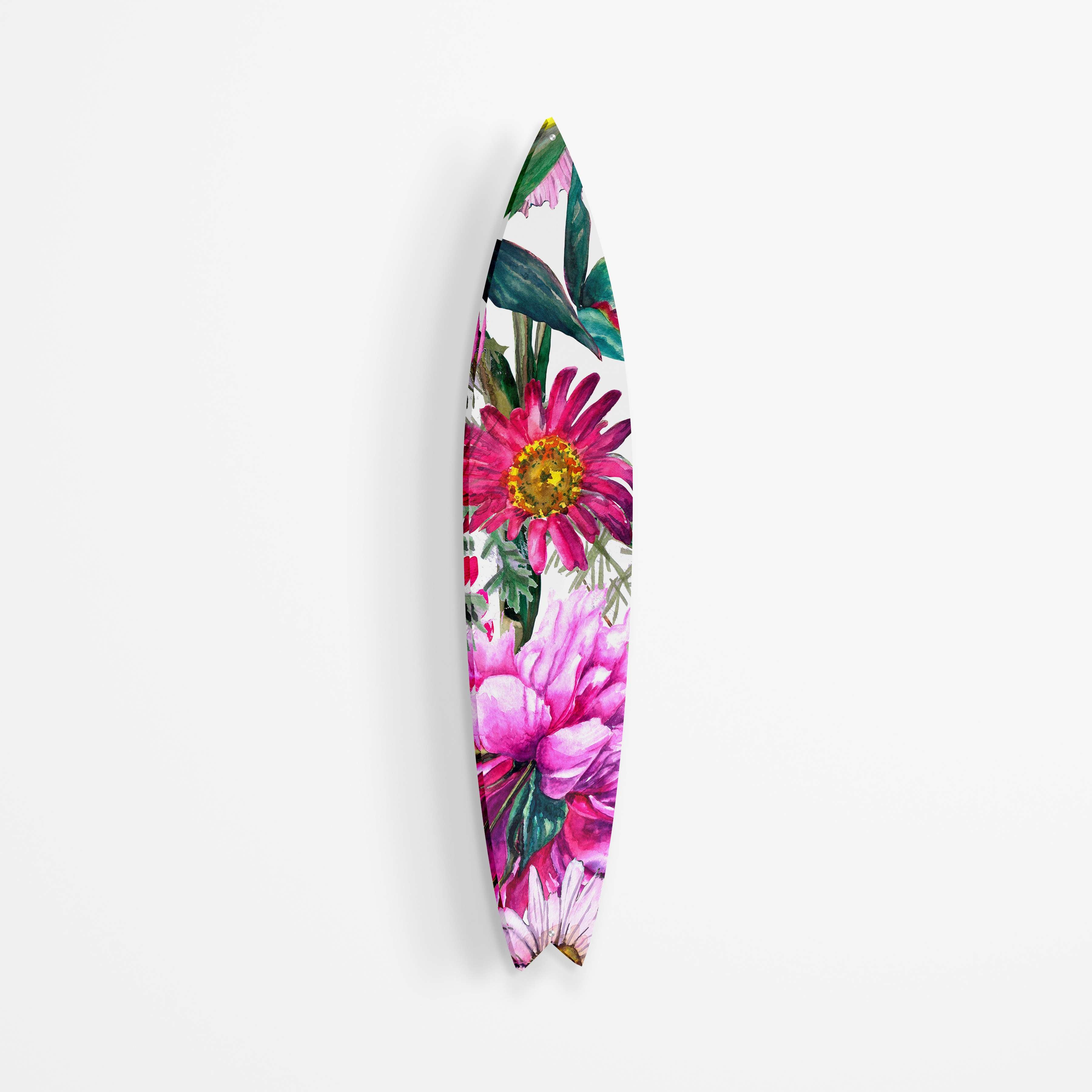 Bright Pink Floral Mural Acrylic Surfboard Wall Art - Decor Addict, LLC