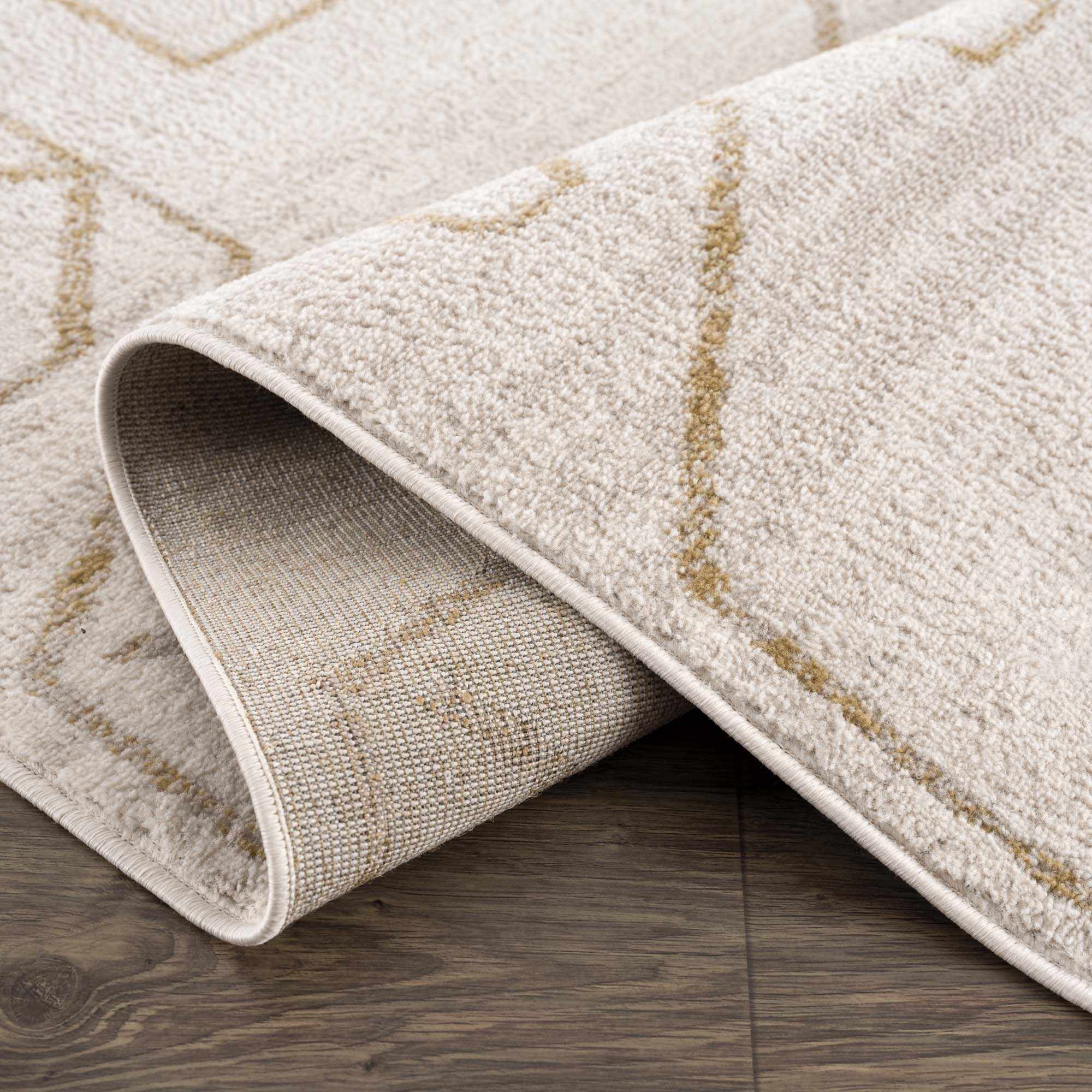 Azzan Cream & Gold Area Rug - Decor Addict, LLC