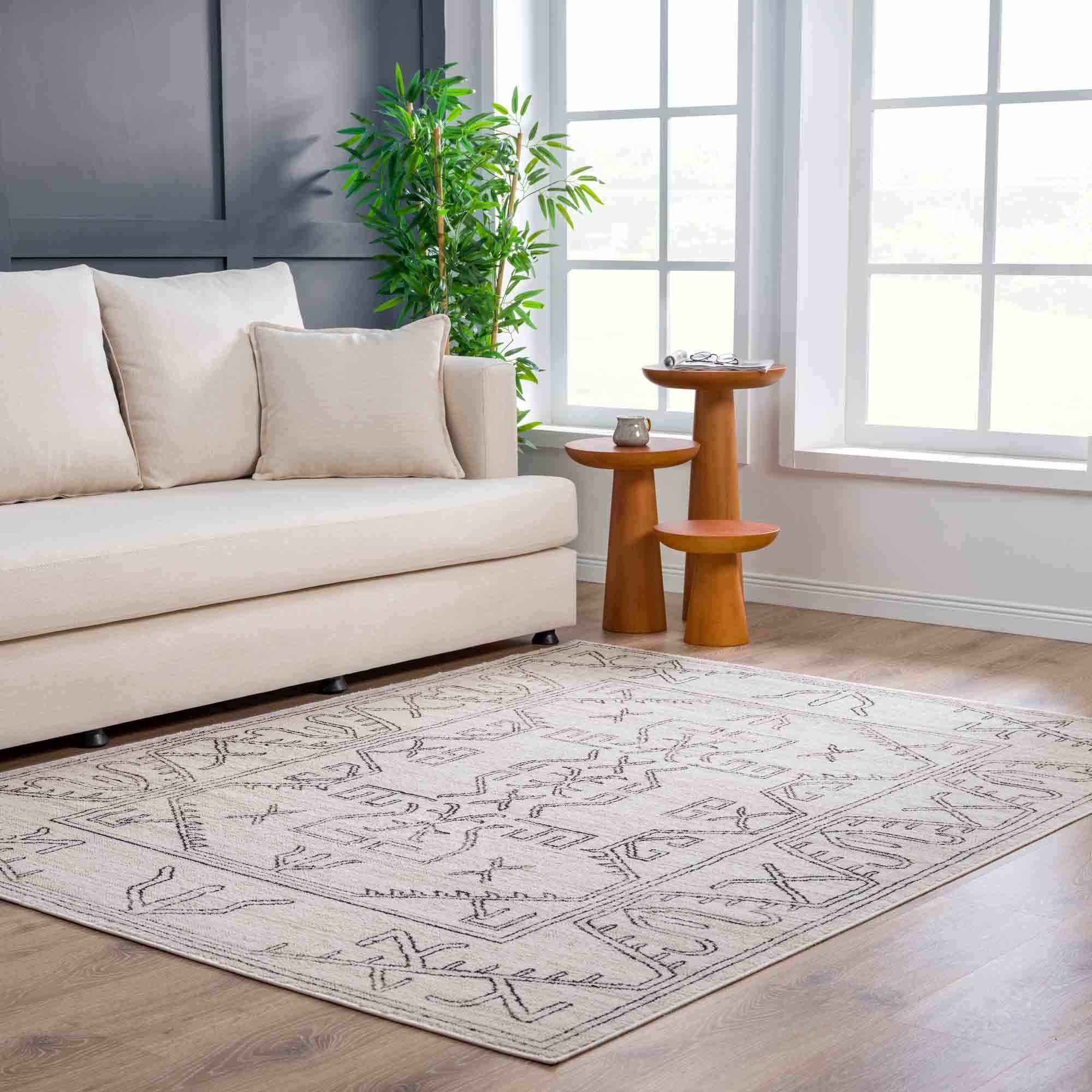 Divya Cream & Charcoal Area Rug - Decor Addict, LLC