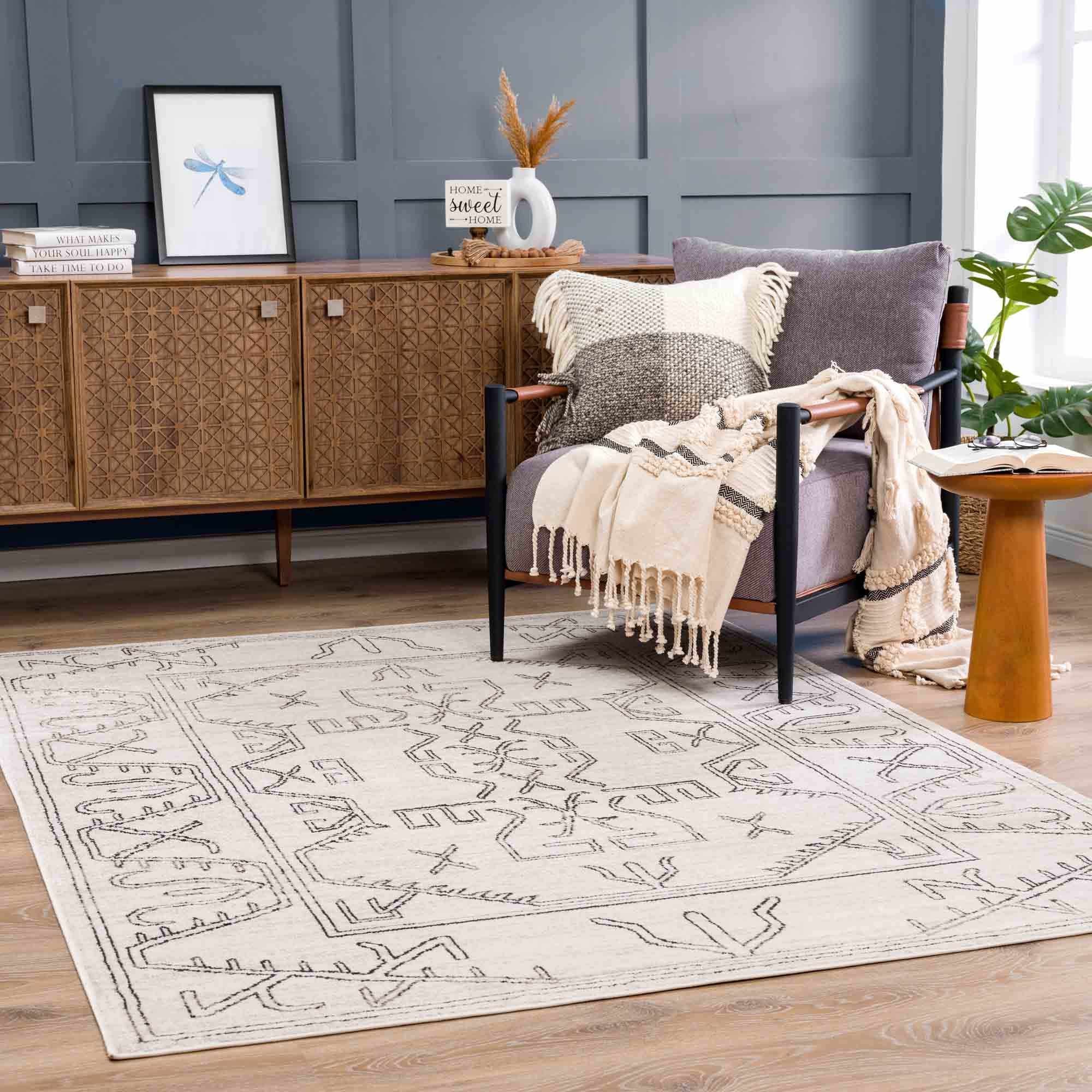 Divya Cream & Charcoal Area Rug - Decor Addict, LLC