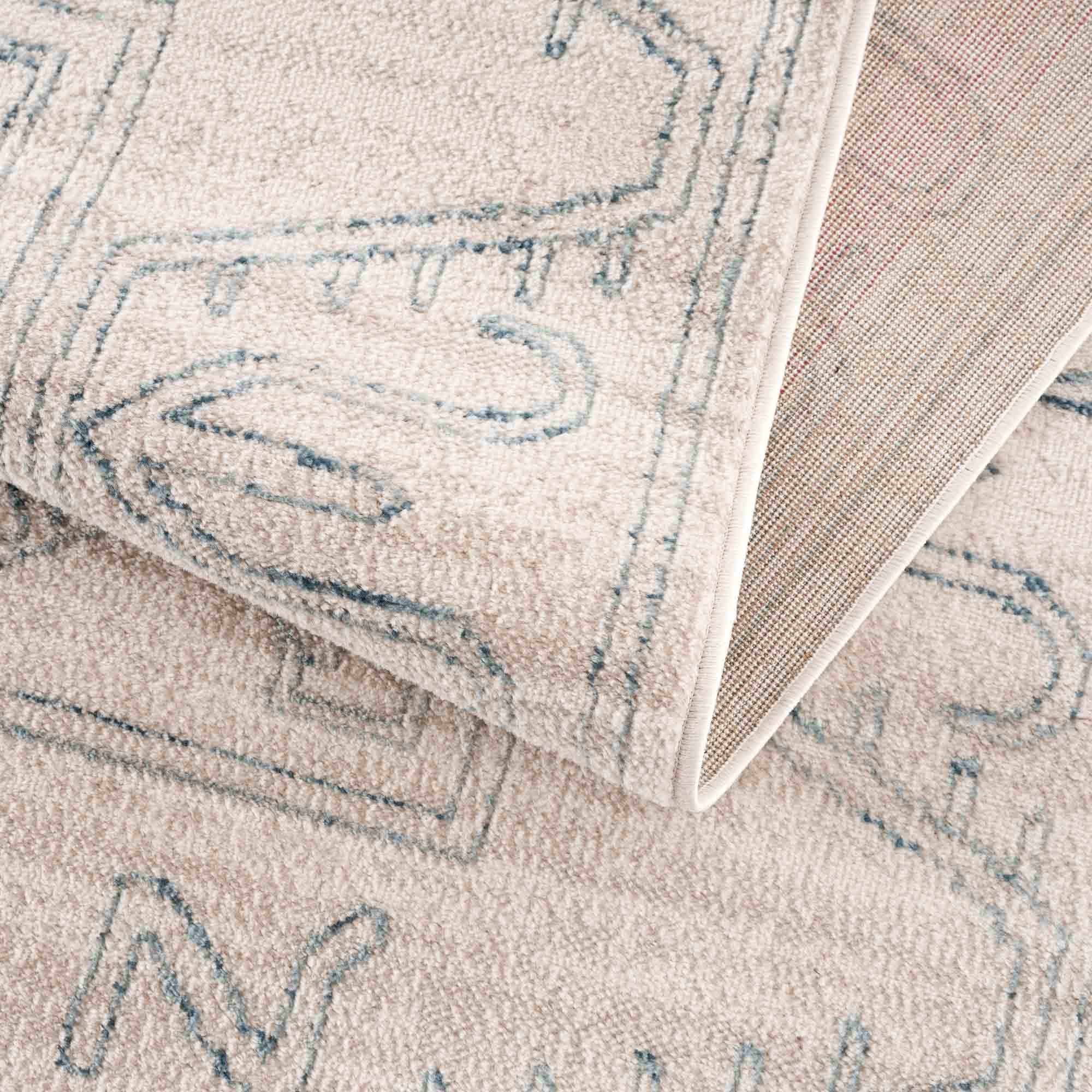 Divya Cream & Silver Blue Area Rug - Decor Addict, LLC