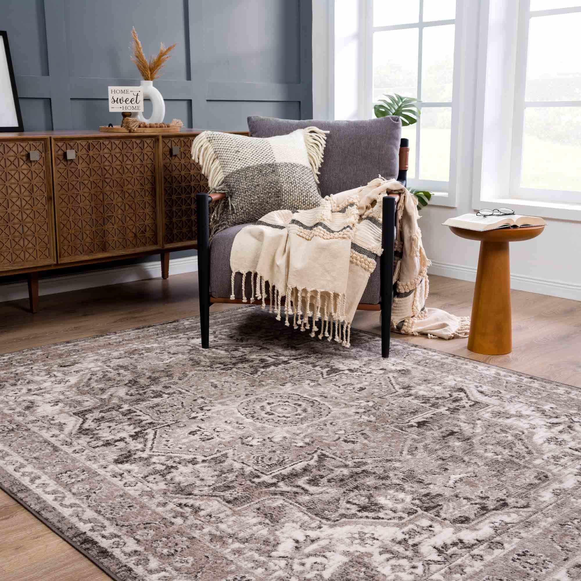 Albie Charcoal & Beige Area Rug - Decor Addict, LLC