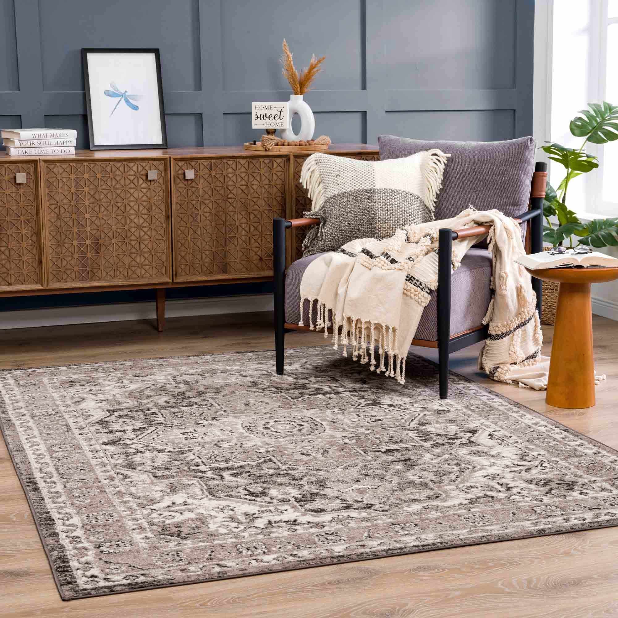 Albie Charcoal & Beige Area Rug - Decor Addict, LLC