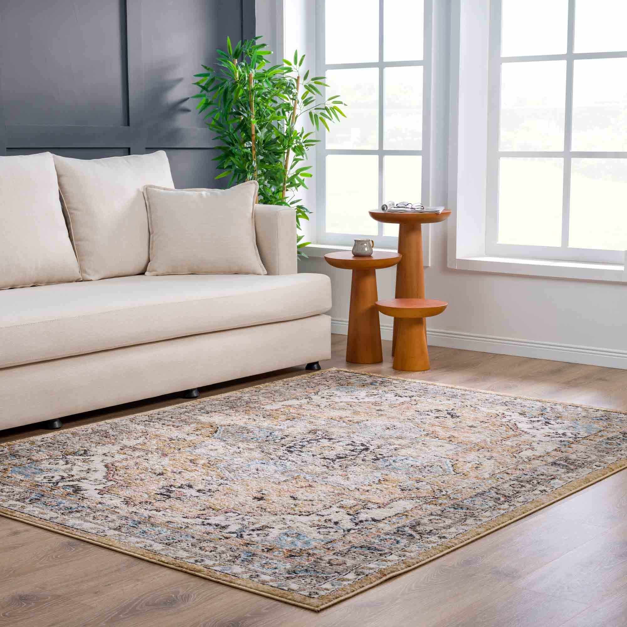 Albie Gold & Beige Area Rug - Decor Addict, LLC