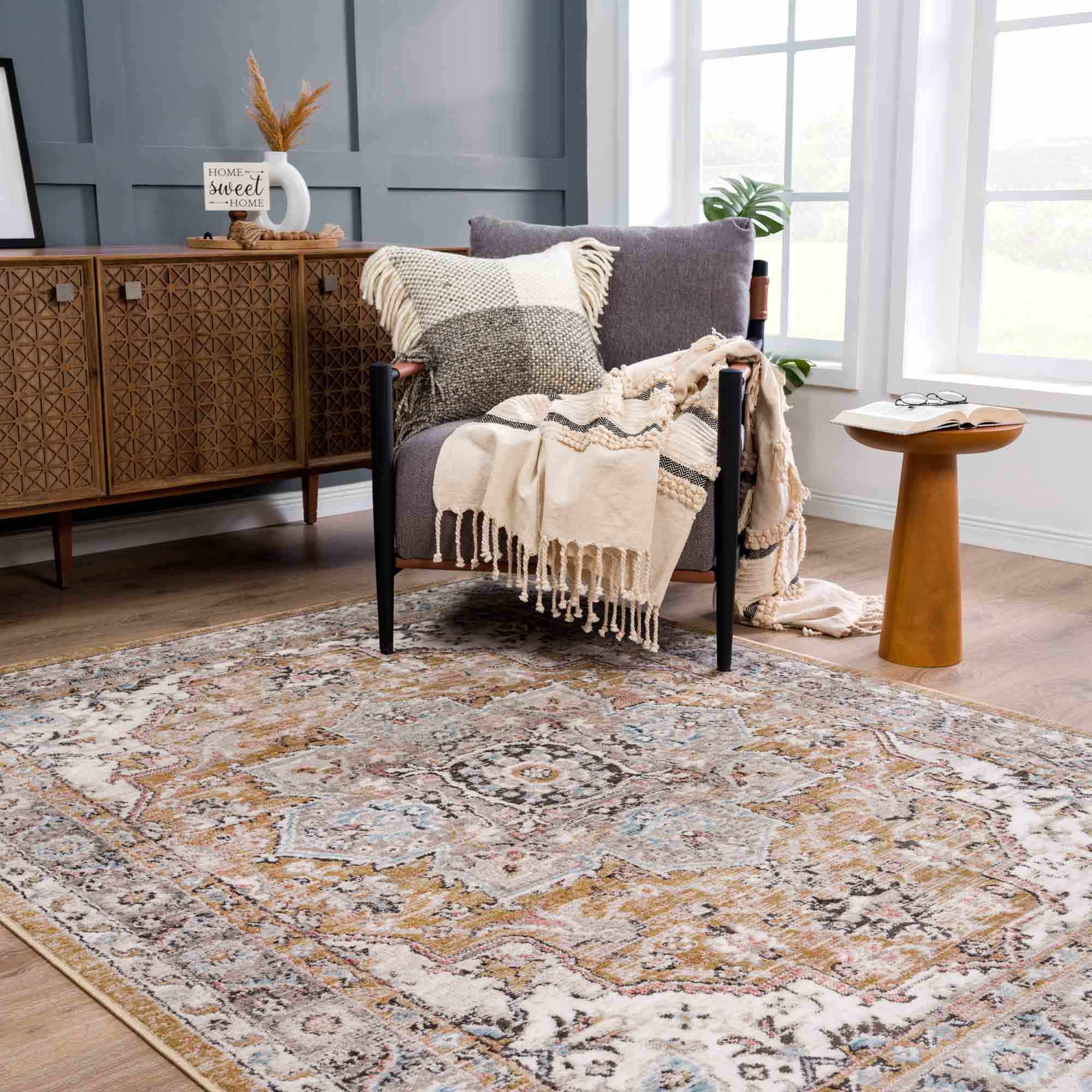 Albie Gold & Beige Area Rug - Decor Addict, LLC