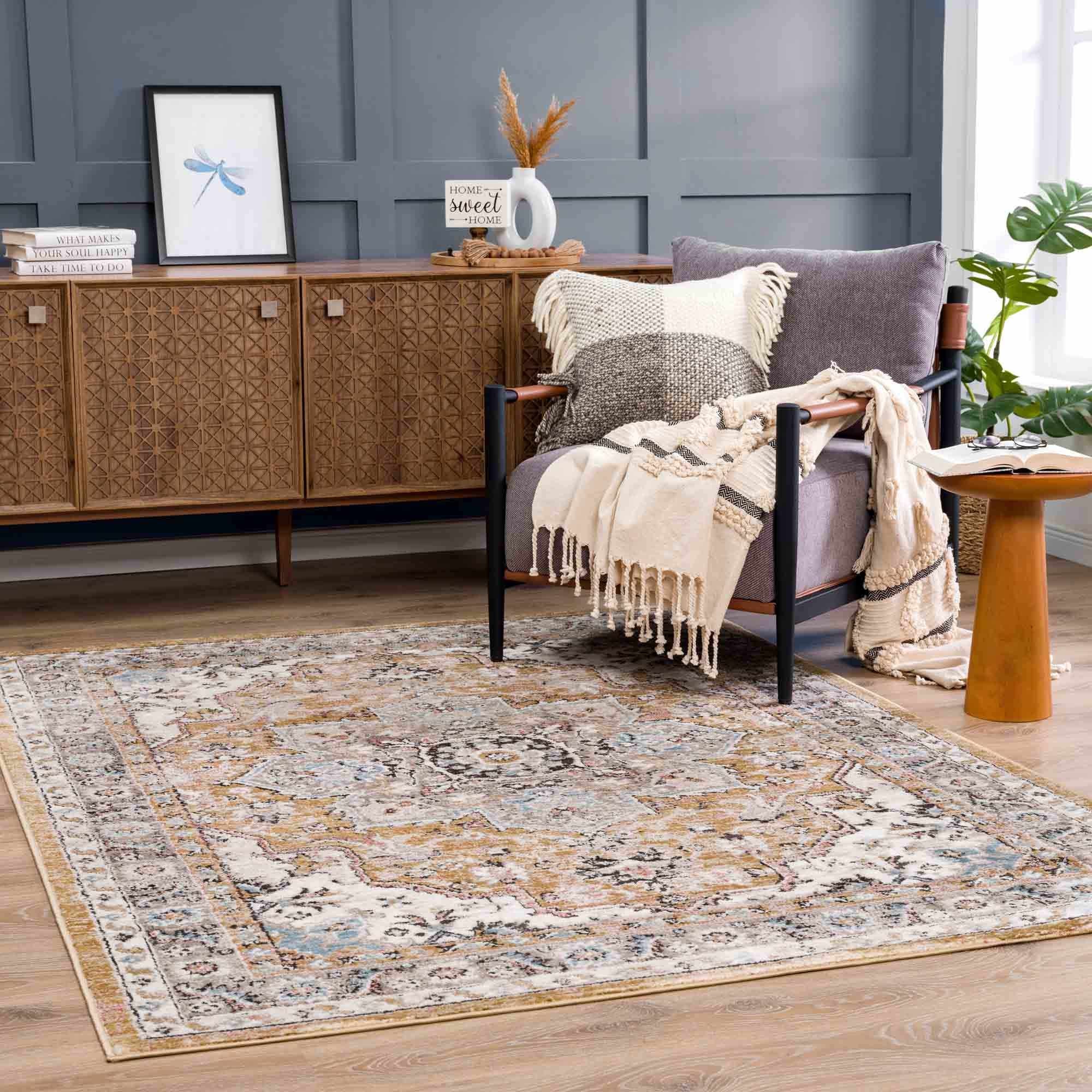 Albie Gold & Beige Area Rug - Decor Addict, LLC