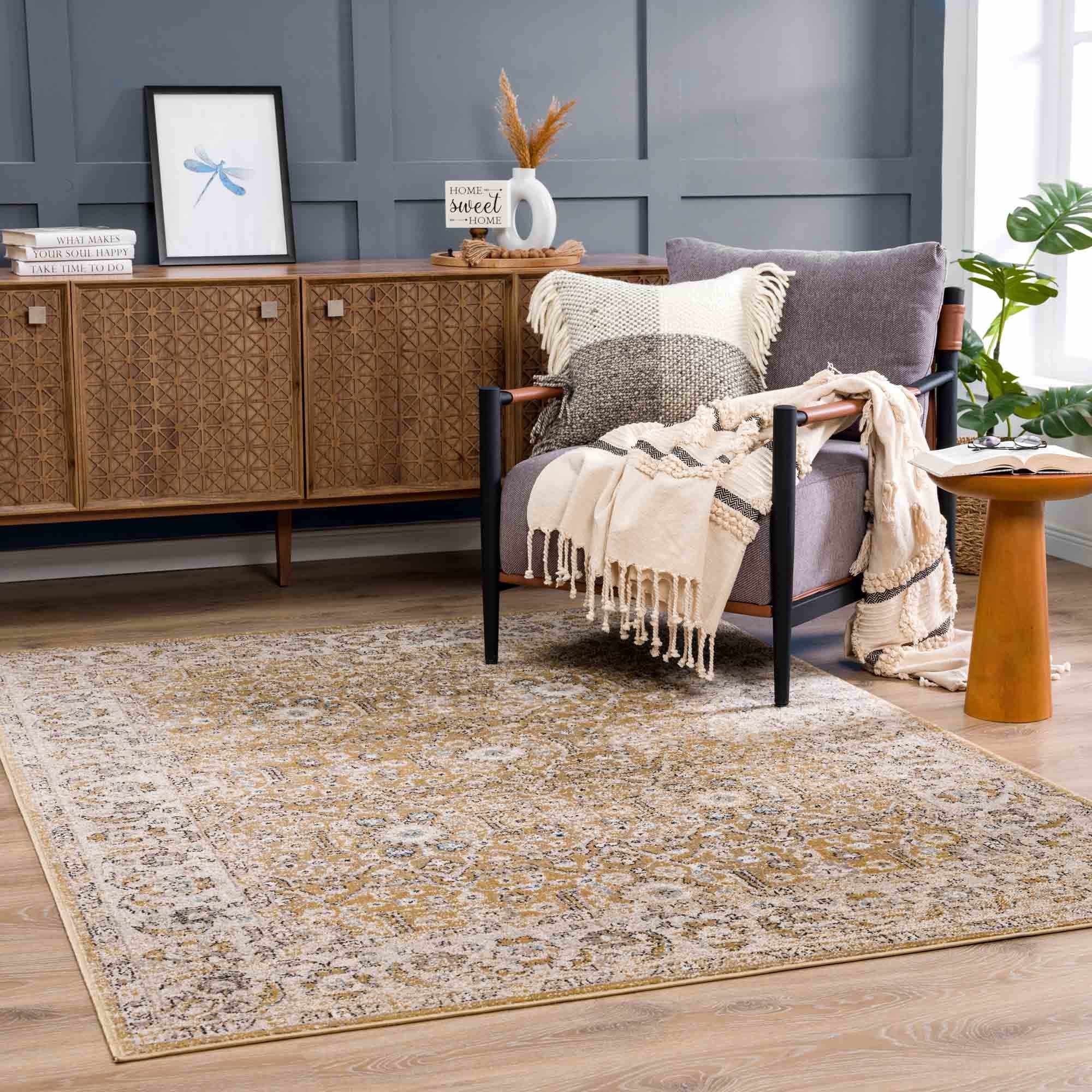 Anana Gold & Beige Area Rug - Decor Addict, LLC