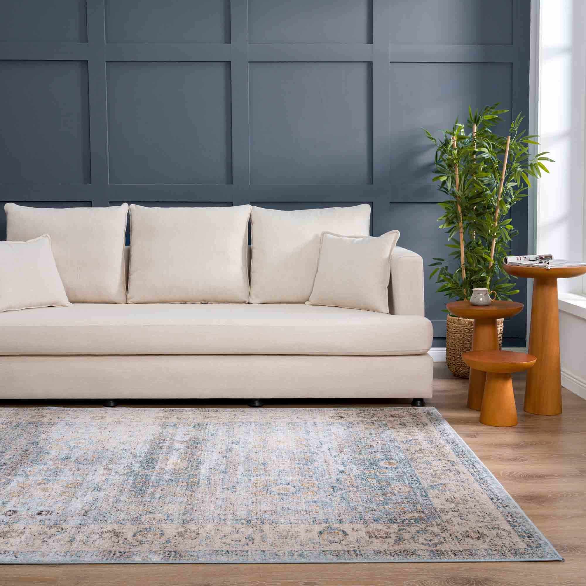 Anana Silver Blue & Beige Area Rug - Decor Addict, LLC