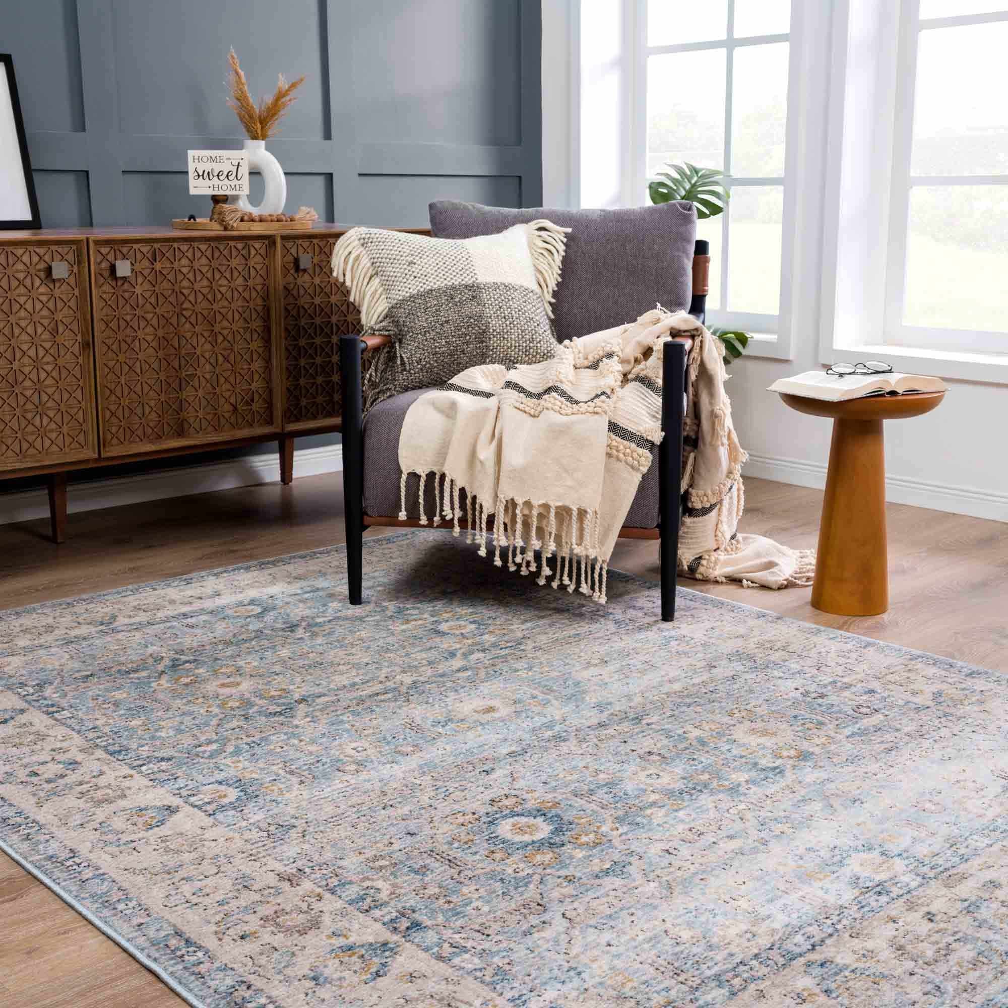 Anana Silver Blue & Beige Area Rug - Decor Addict, LLC