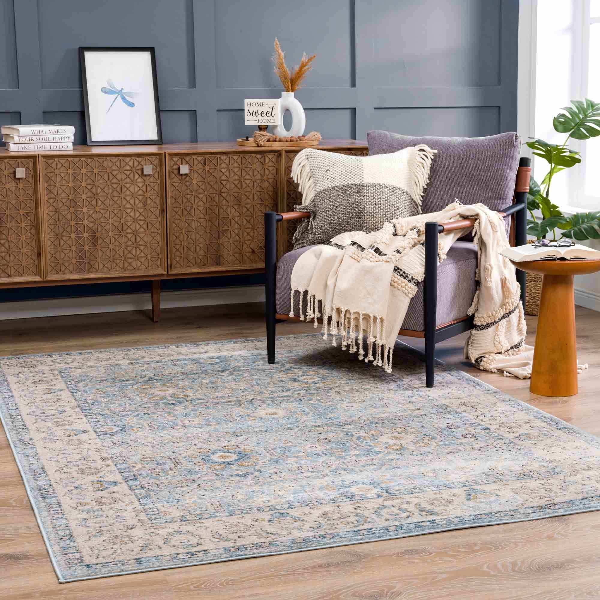 Anana Silver Blue & Beige Area Rug - Decor Addict, LLC