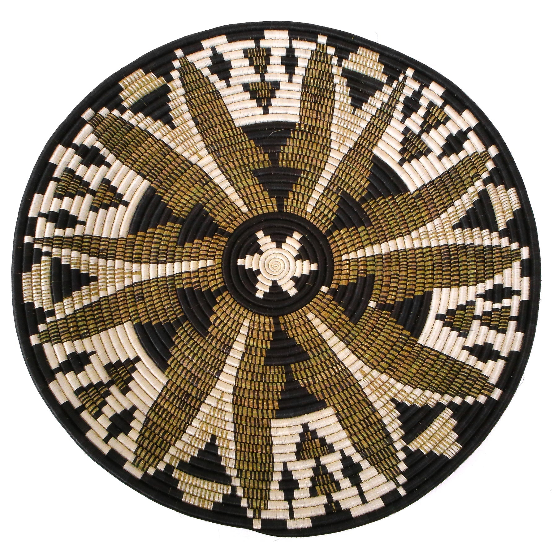 27" Extra Large Black Fleur Plate Woven Wall Art Plate - Decor Addict, LLC