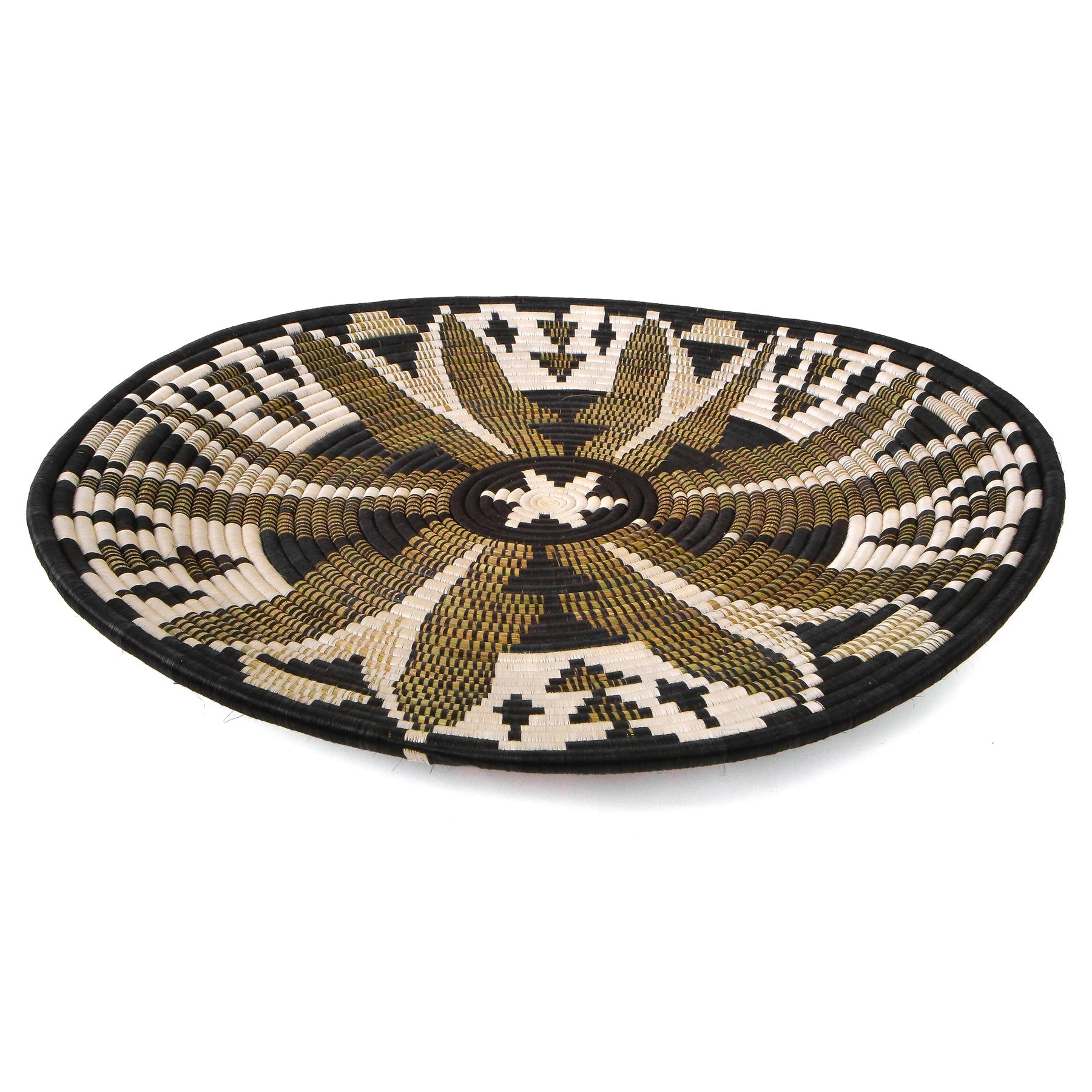 27" Extra Large Black Fleur Plate Woven Wall Art Plate - Decor Addict, LLC