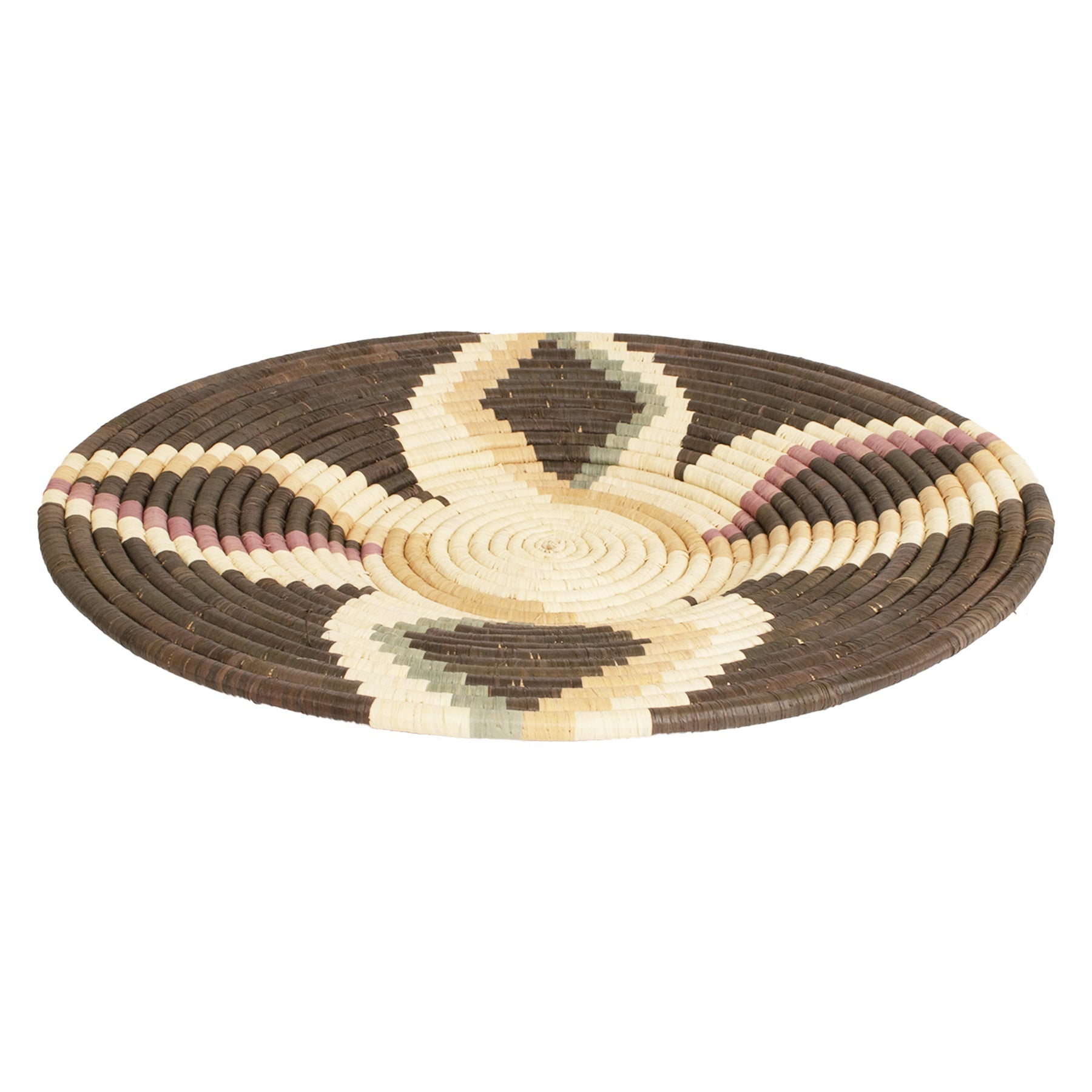 21" Large Lilac & Neutrals Tabia Woven Wall Art Plate - Decor Addict, LLC