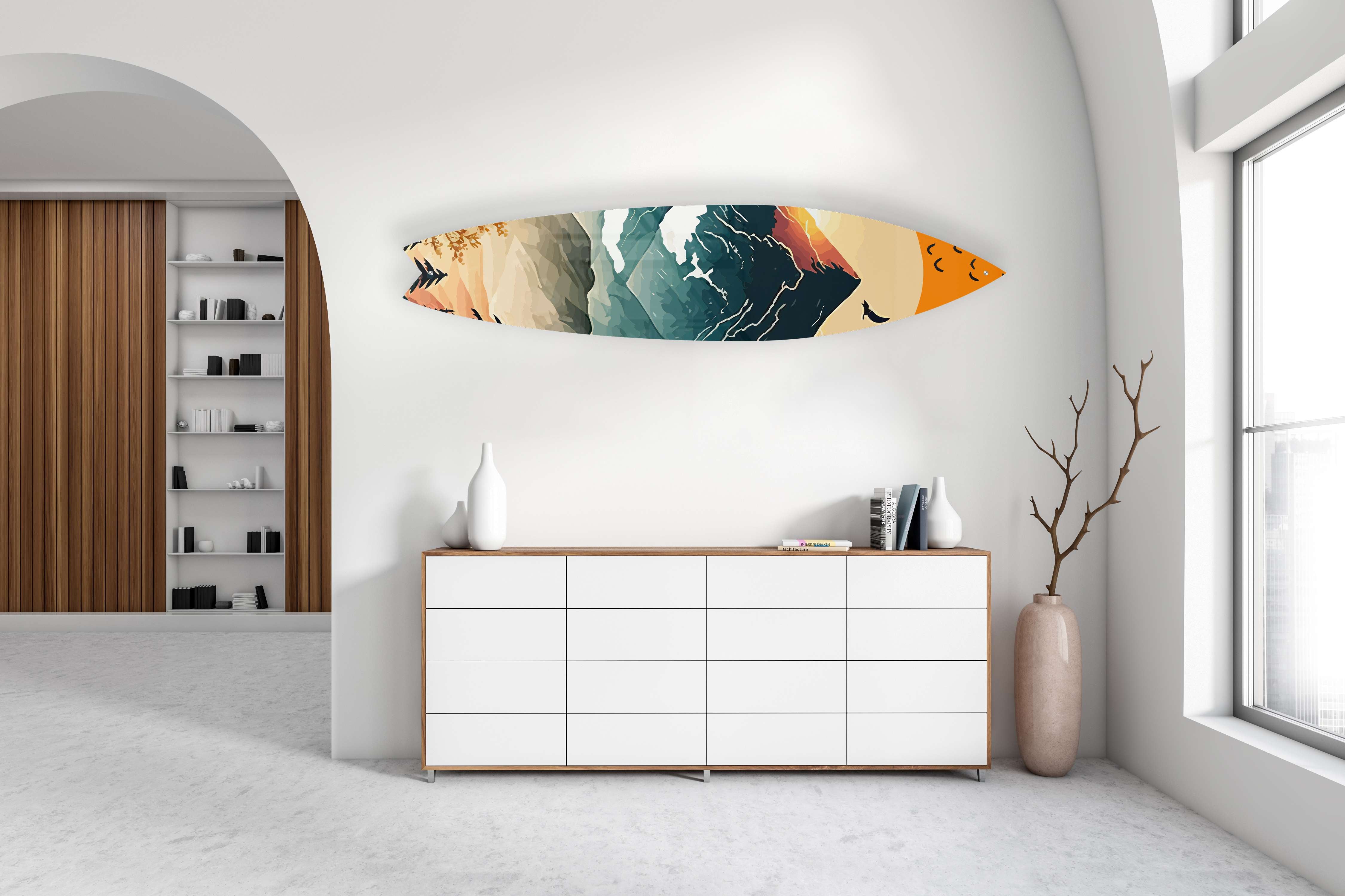 Mountains Horizon Acrylic Surfboard Wall Art - Decor Addict, LLC