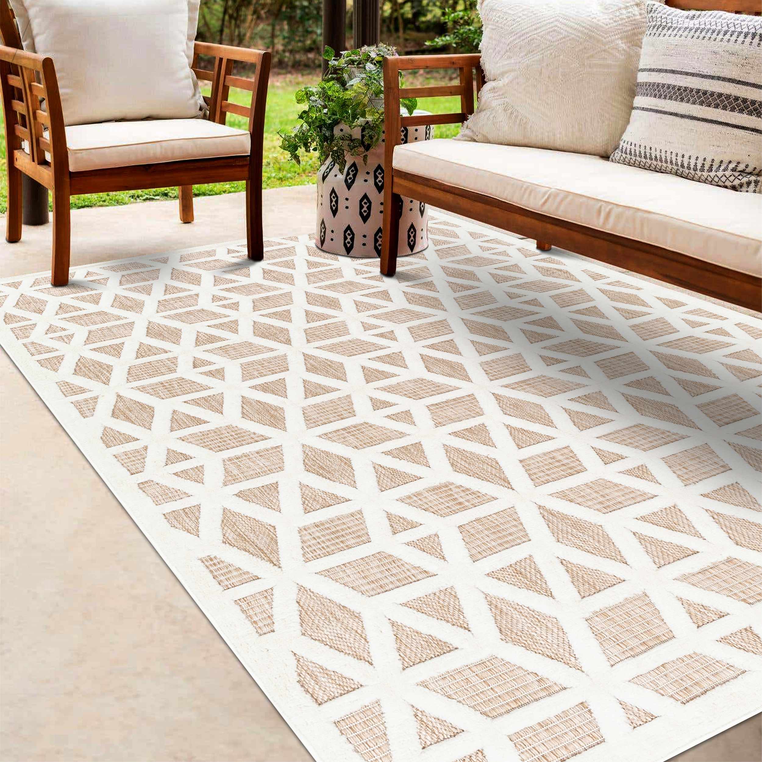 Nuri Tan Outdoor Rug - Decor Addict, LLC