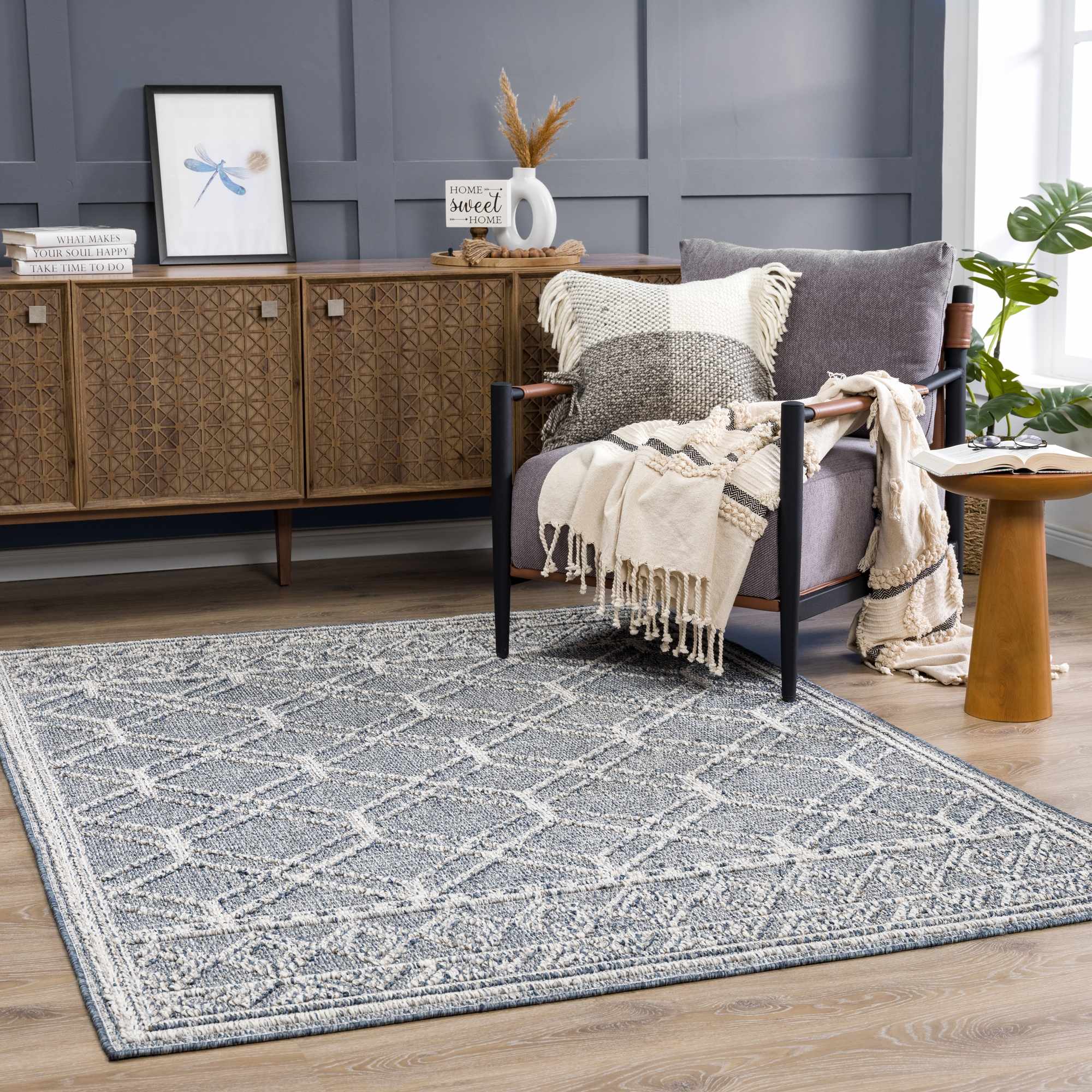 Diah Gray Blue & Bone Area Rug - Decor Addict, LLC