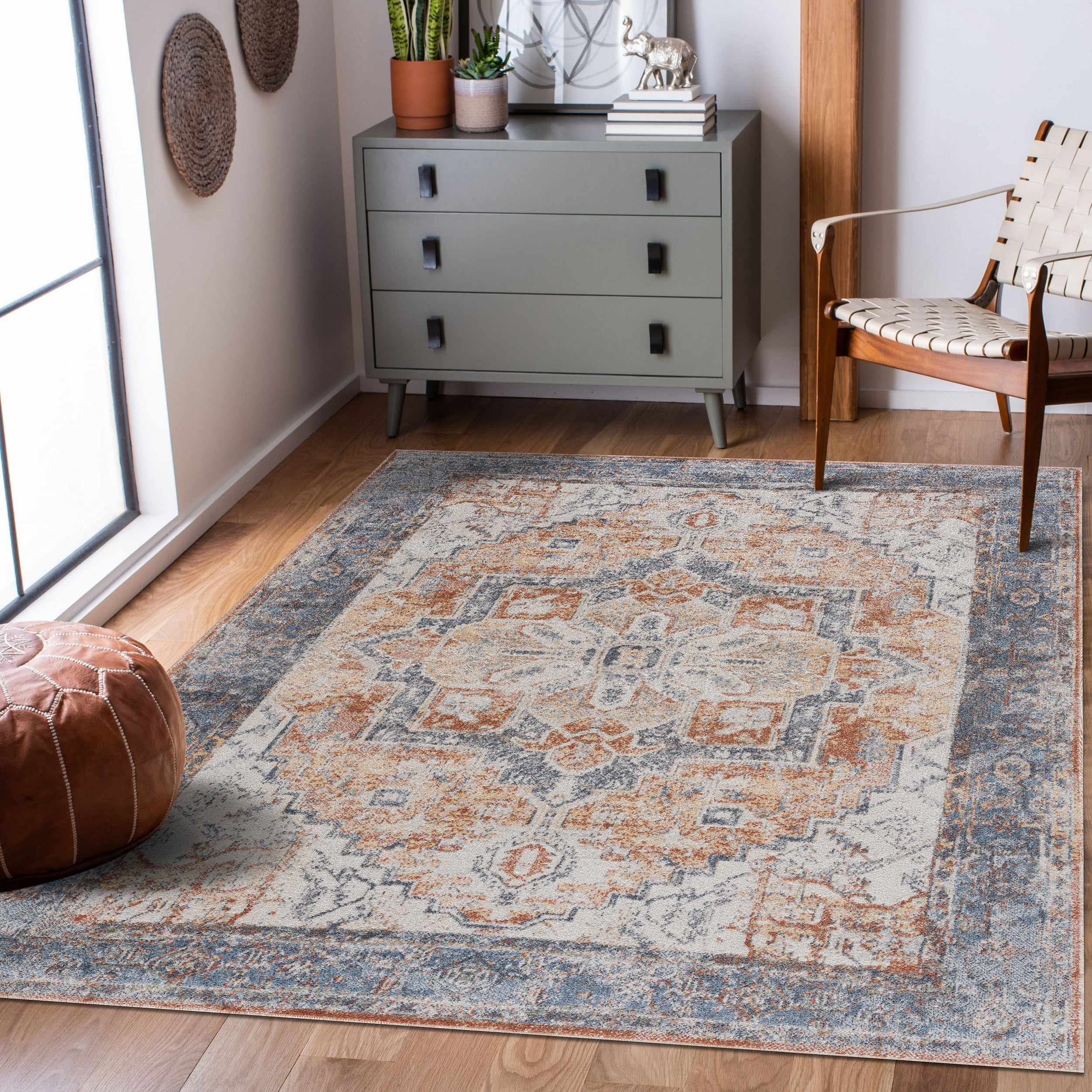 Blue Orange Hera Washable Area Rug - Decor Addict, LLC
