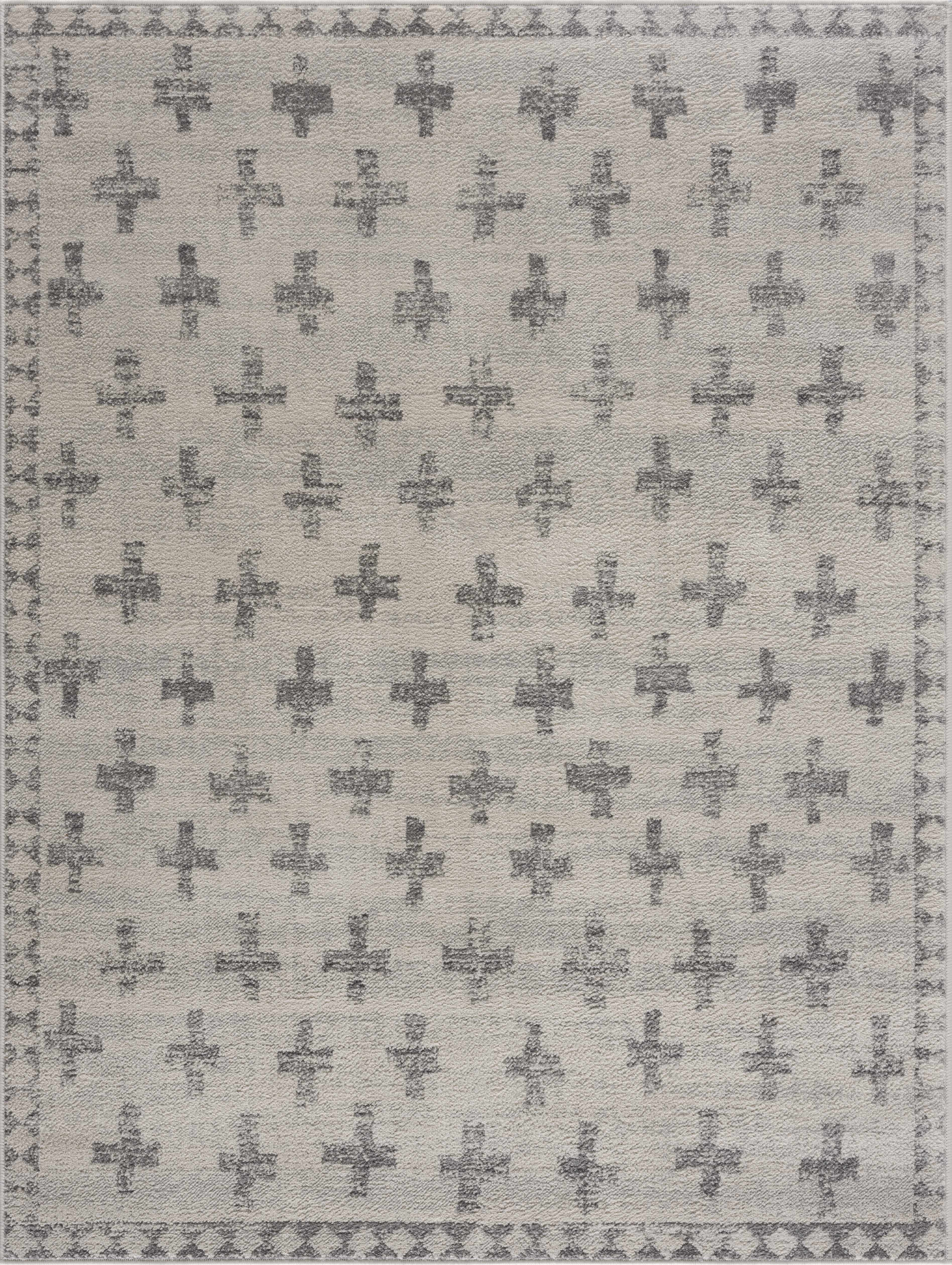 Tigris Swiss Cross Ivory&Gray Area Rug - Decor Addict, LLC