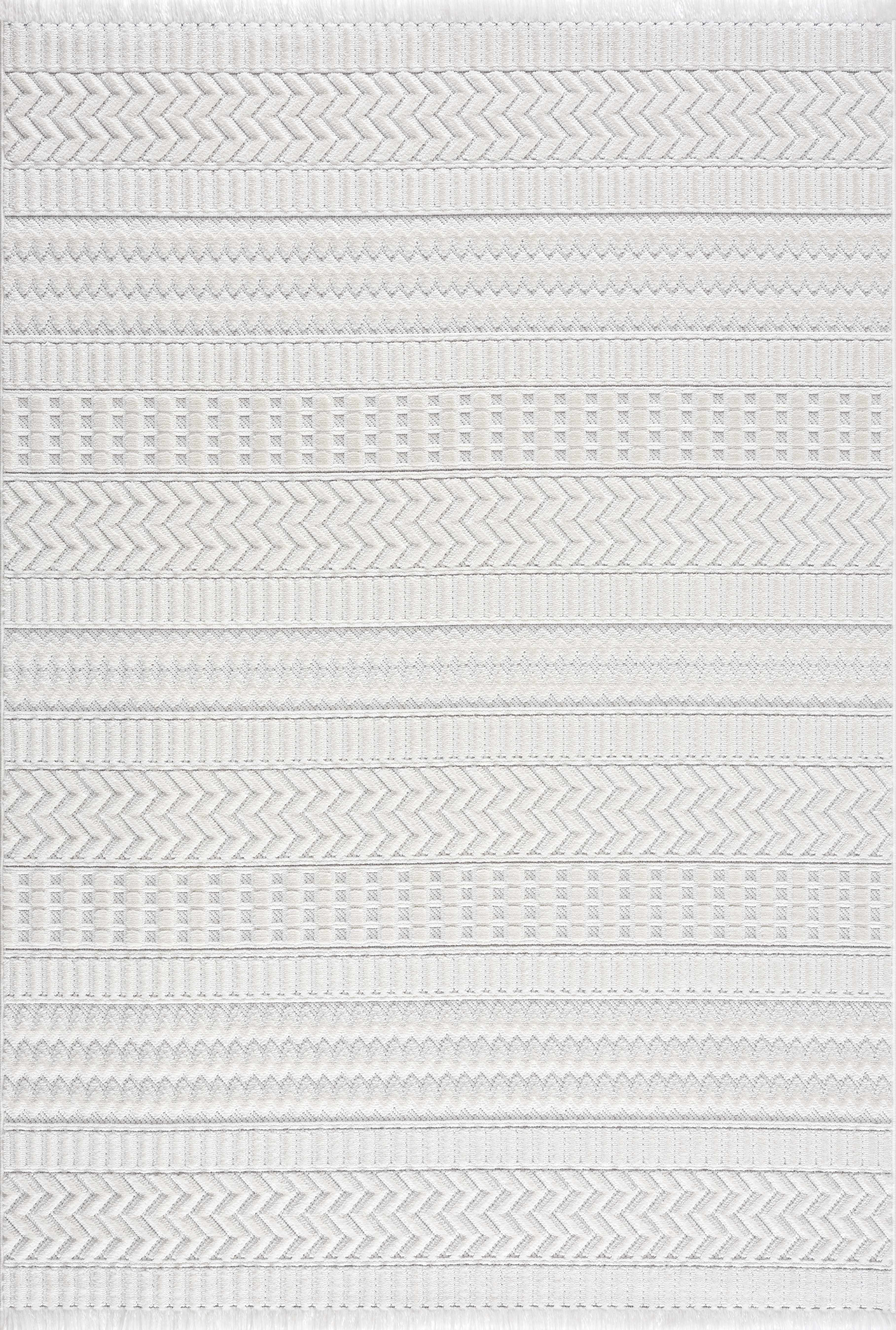 Cira Ivory Textured Area Rug with Fringes - Decor Addict, LLC